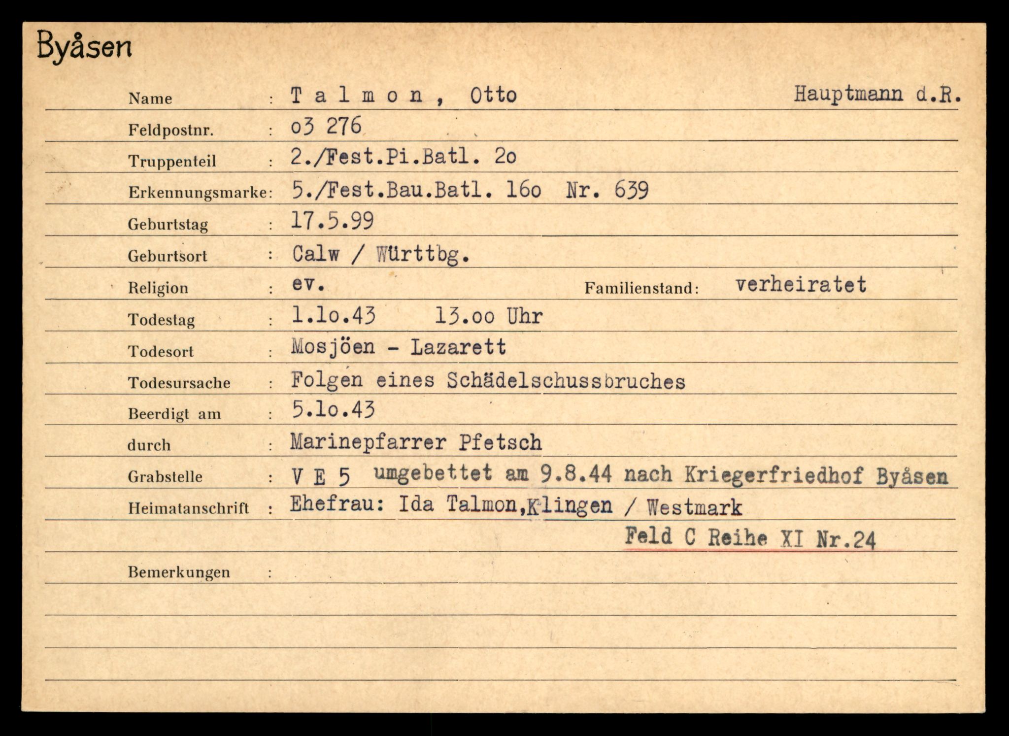 Distriktskontoret for krigsgraver, AV/SAT-A-5030/E/L0004: Kasett/kartotek over tysk Krigskirkegård på Byåsen, 1945, p. 1759