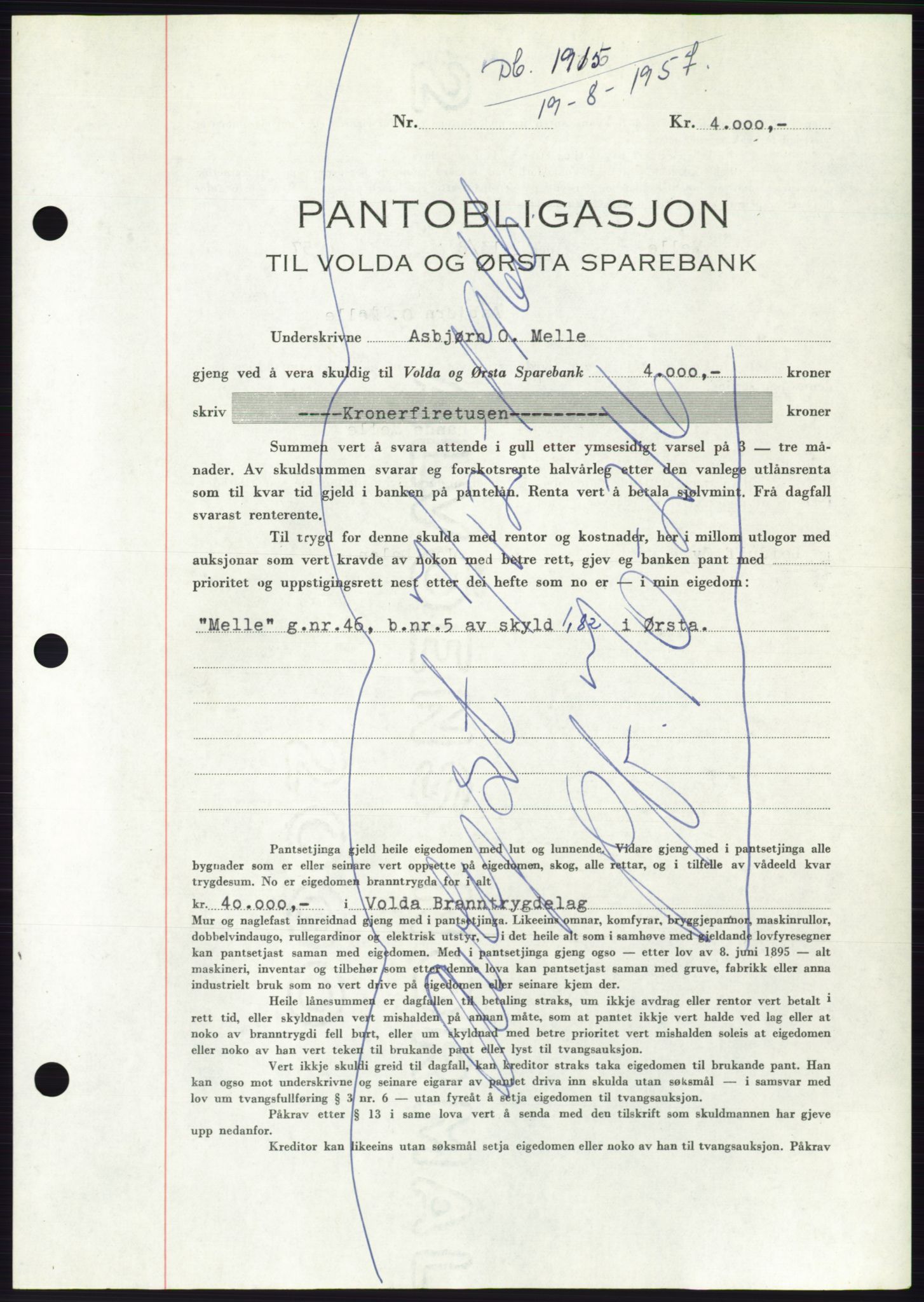 Søre Sunnmøre sorenskriveri, AV/SAT-A-4122/1/2/2C/L0130: Mortgage book no. 18B, 1957-1958, Diary no: : 1915/1957