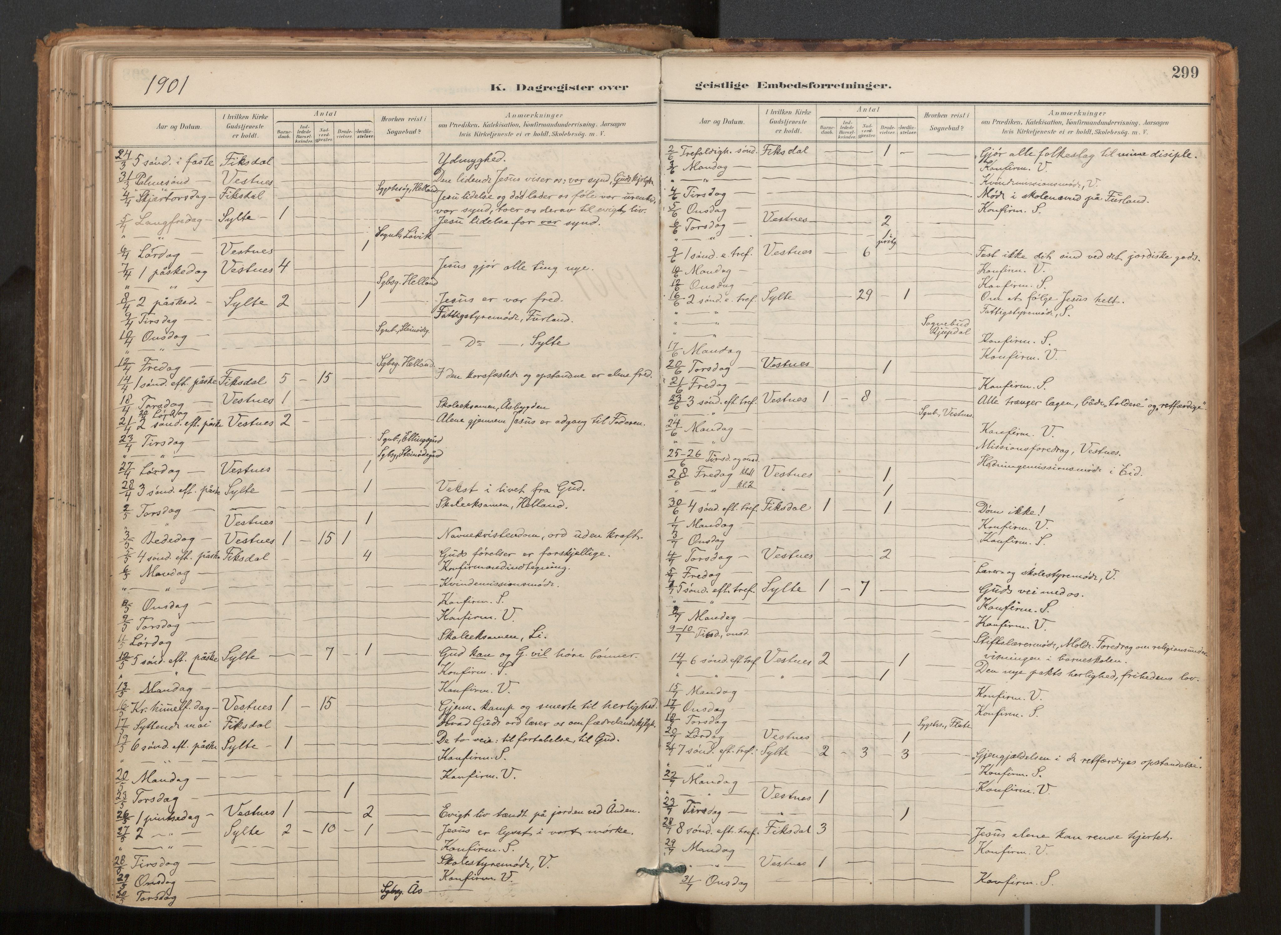 Ministerialprotokoller, klokkerbøker og fødselsregistre - Møre og Romsdal, AV/SAT-A-1454/539/L0531: Parish register (official) no. 539A04, 1887-1913, p. 299