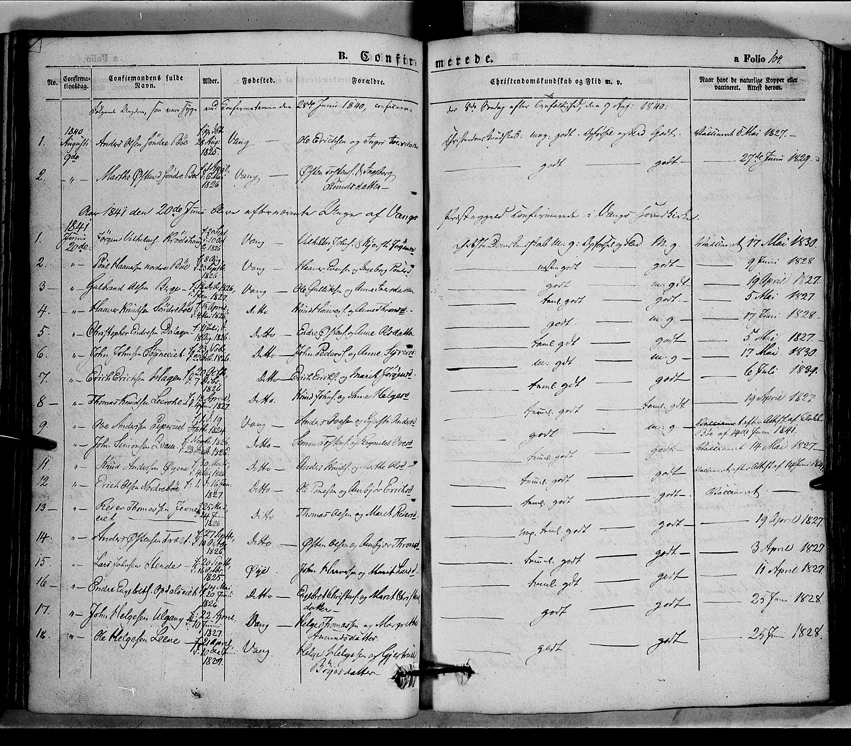 Vang prestekontor, Valdres, SAH/PREST-140/H/Ha/L0005: Parish register (official) no. 5, 1831-1845, p. 104