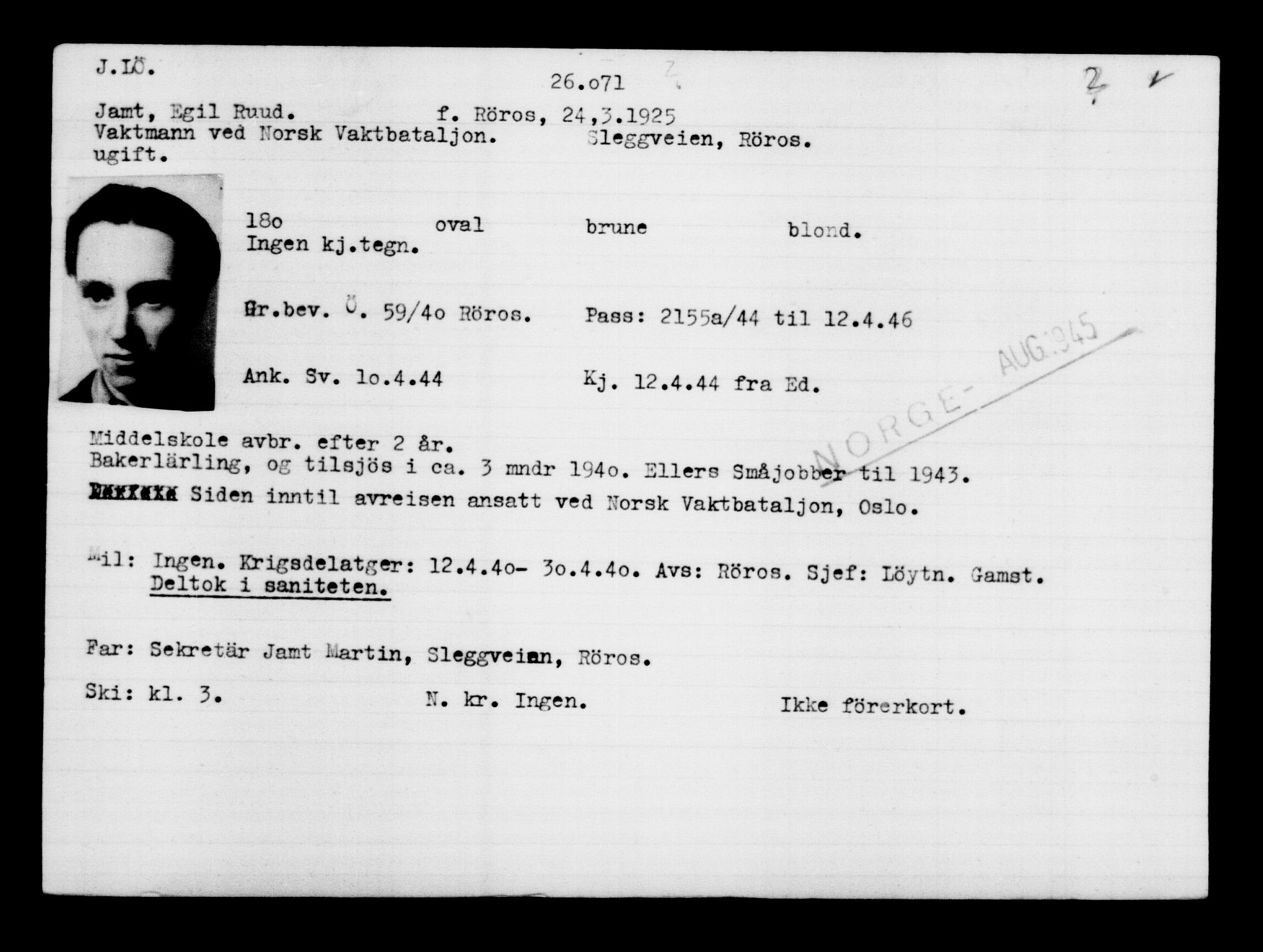 Den Kgl. Norske Legasjons Flyktningskontor, AV/RA-S-6753/V/Va/L0011: Kjesäterkartoteket.  Flyktningenr. 25300-28349, 1940-1945, p. 812