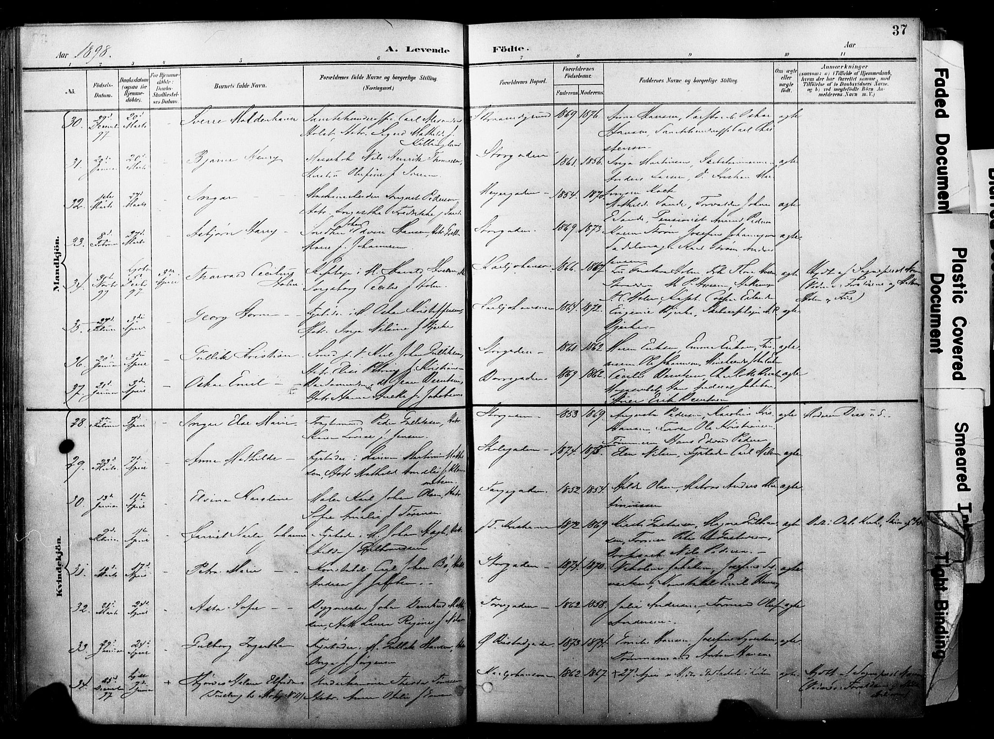 Horten kirkebøker, AV/SAKO-A-348/F/Fa/L0005: Parish register (official) no. 5, 1896-1904, p. 37