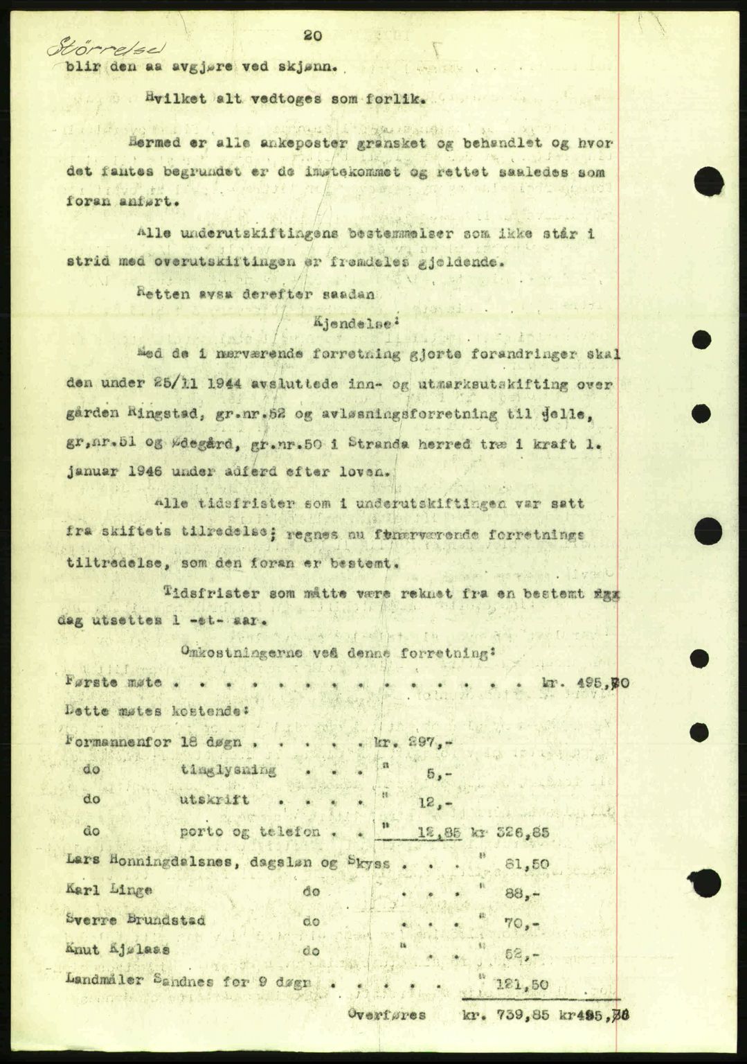 Nordre Sunnmøre sorenskriveri, AV/SAT-A-0006/1/2/2C/2Ca: Mortgage book no. A20a, 1945-1945, Diary no: : 1109/1945