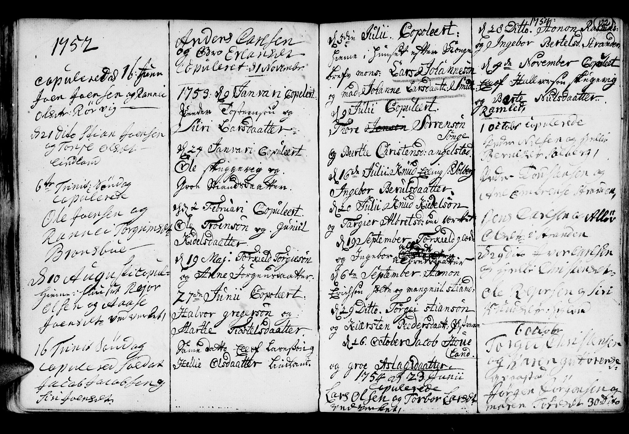 Holt sokneprestkontor, SAK/1111-0021/F/Fb/L0005: Parish register (copy) no. B 5, 1746-1764, p. 122