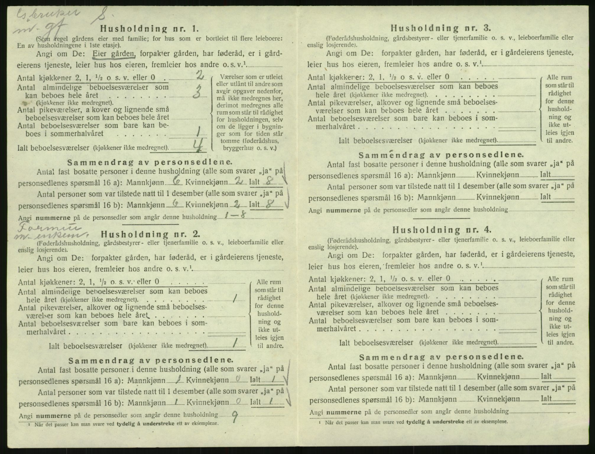 SAK, 1920 census for Vegusdal, 1920, p. 230