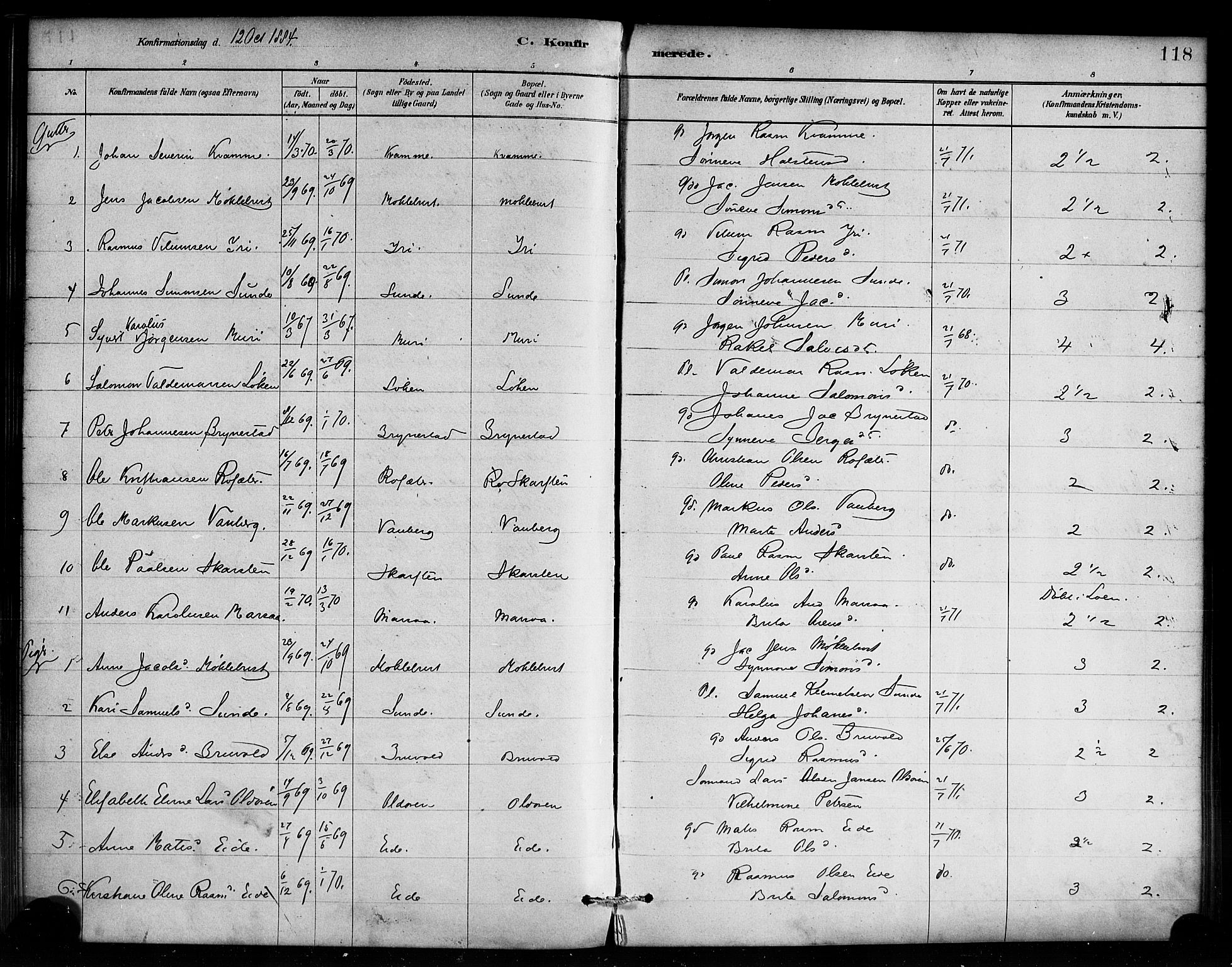 Innvik sokneprestembete, SAB/A-80501: Parish register (official) no. C 1, 1879-1900, p. 118
