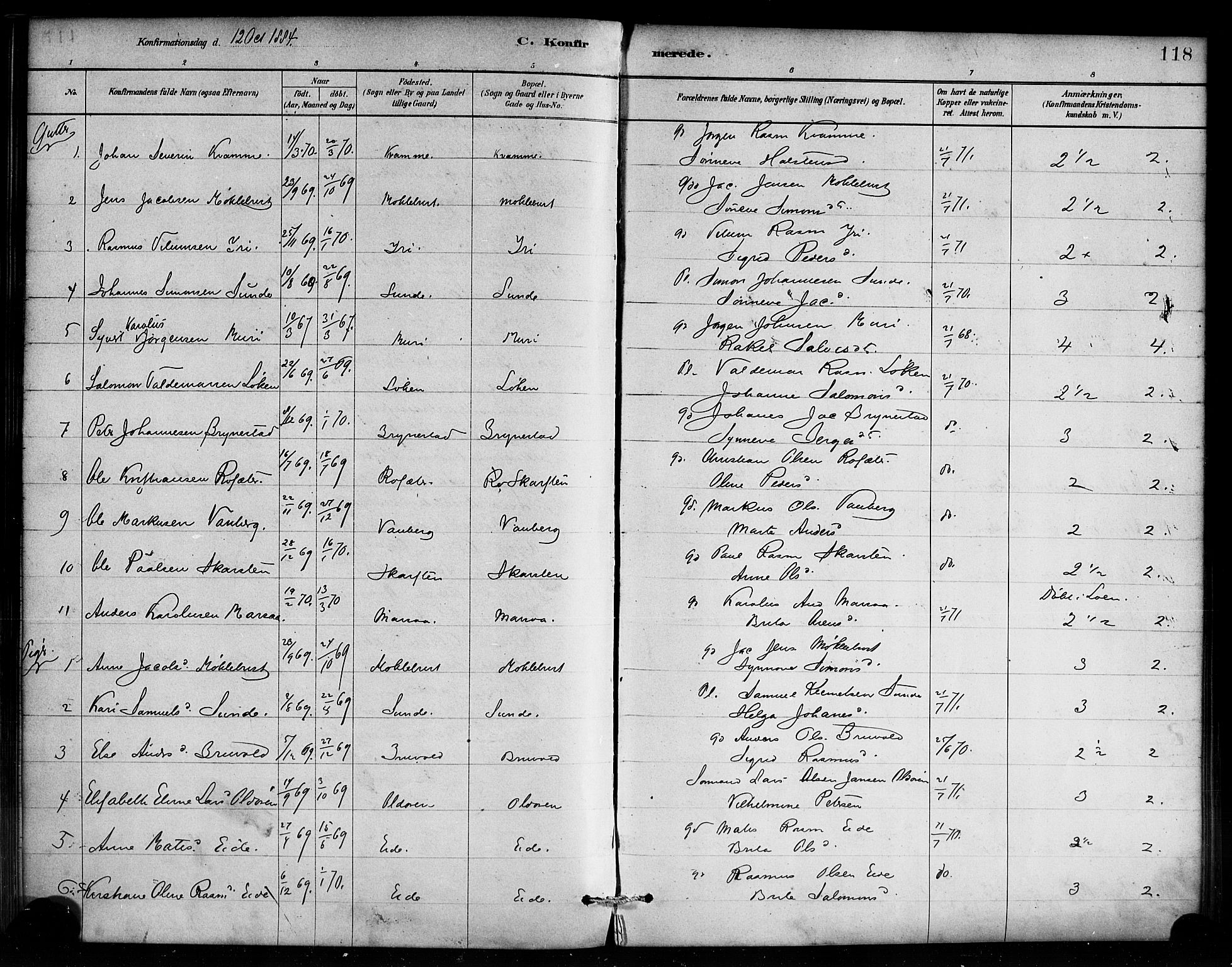 Innvik sokneprestembete, AV/SAB-A-80501: Parish register (official) no. C 1, 1879-1900, p. 118