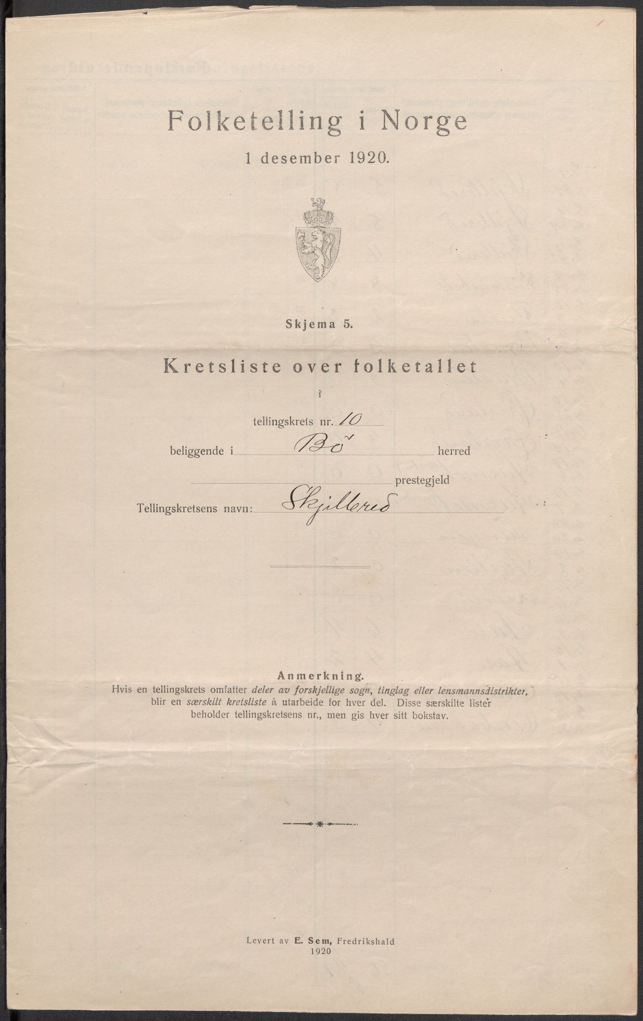 SAKO, 1920 census for Bø (Telemark), 1920, p. 32
