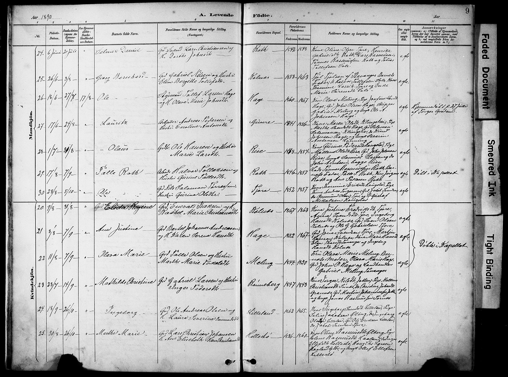 Håland sokneprestkontor, AV/SAST-A-101802/001/30BA/L0012: Parish register (official) no. A 11, 1889-1900, p. 9