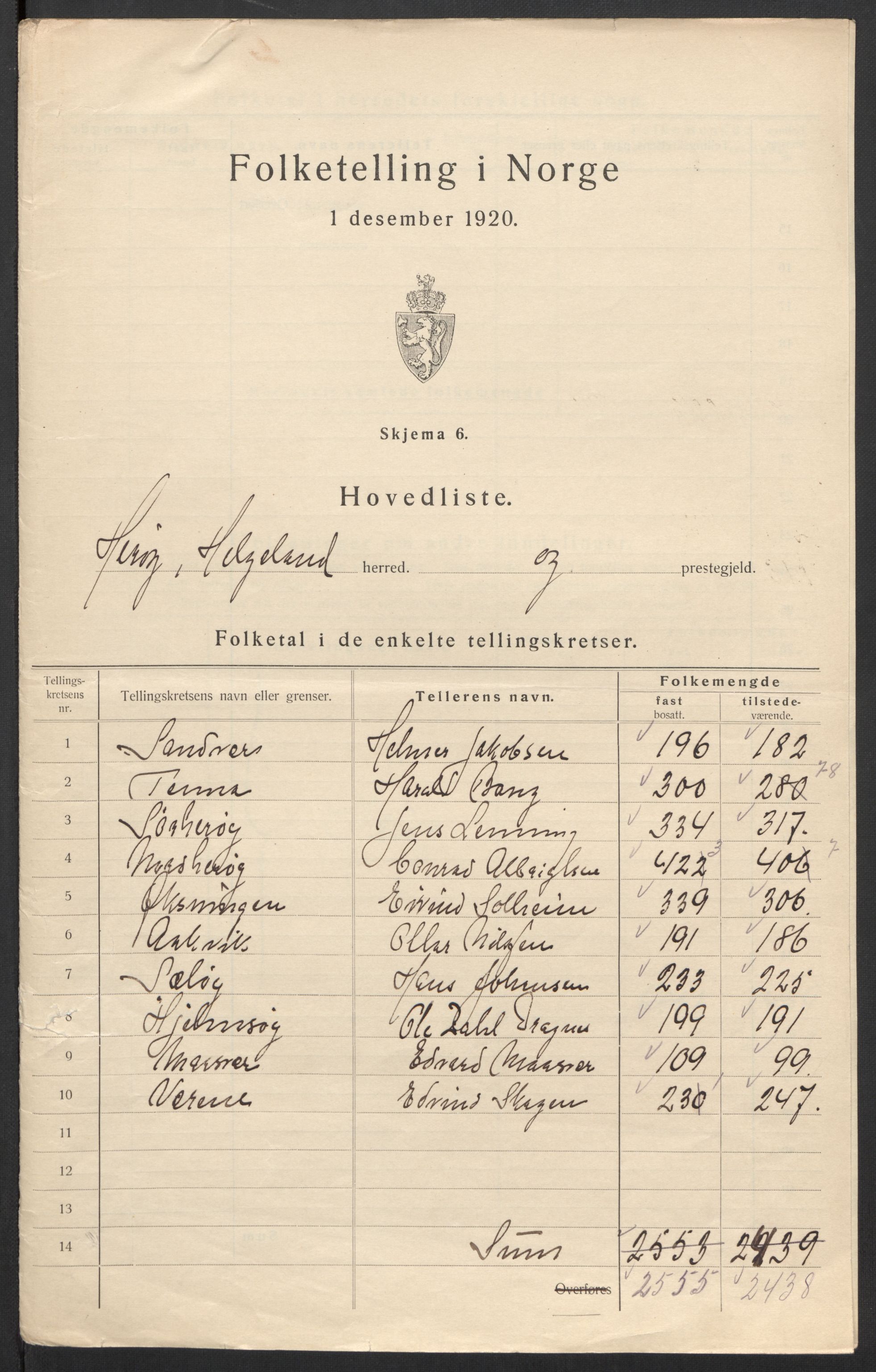 SAT, 1920 census for Herøy, 1920, p. 3