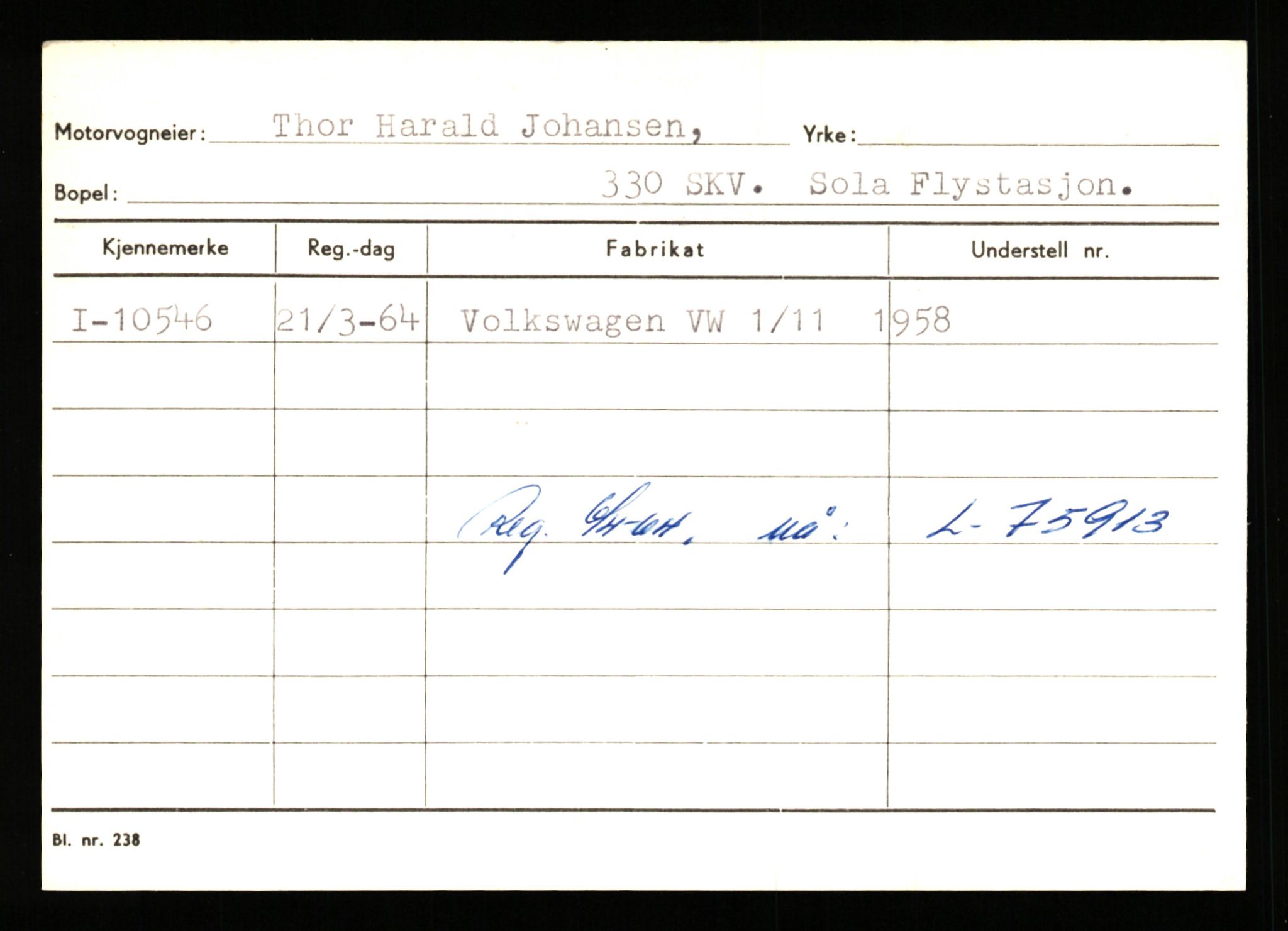 Stavanger trafikkstasjon, SAST/A-101942/0/G/L0003: Registreringsnummer: 10466 - 15496, 1930-1971, p. 91