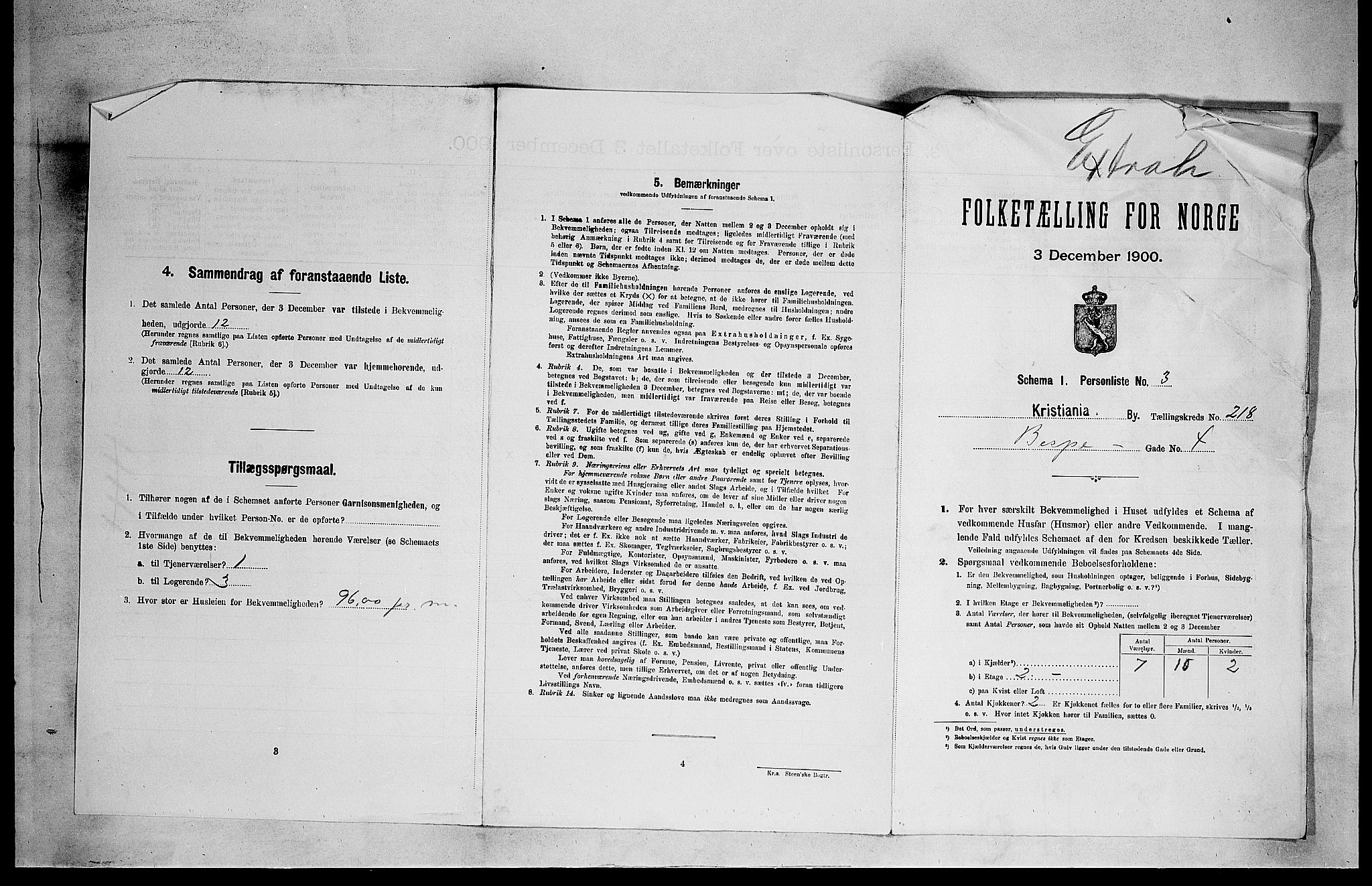 SAO, 1900 census for Kristiania, 1900, p. 4907