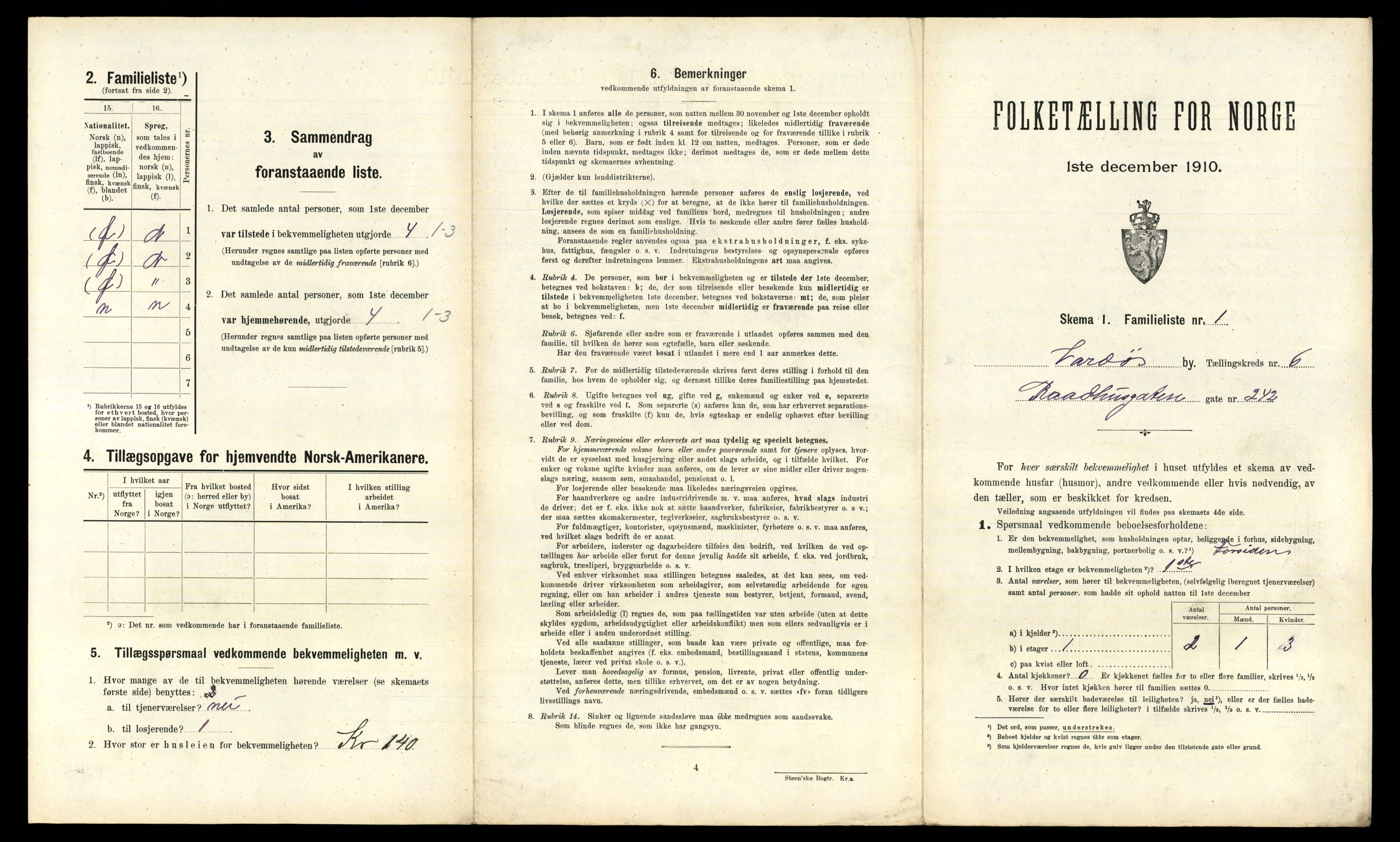 RA, 1910 census for Vardø, 1910, p. 940