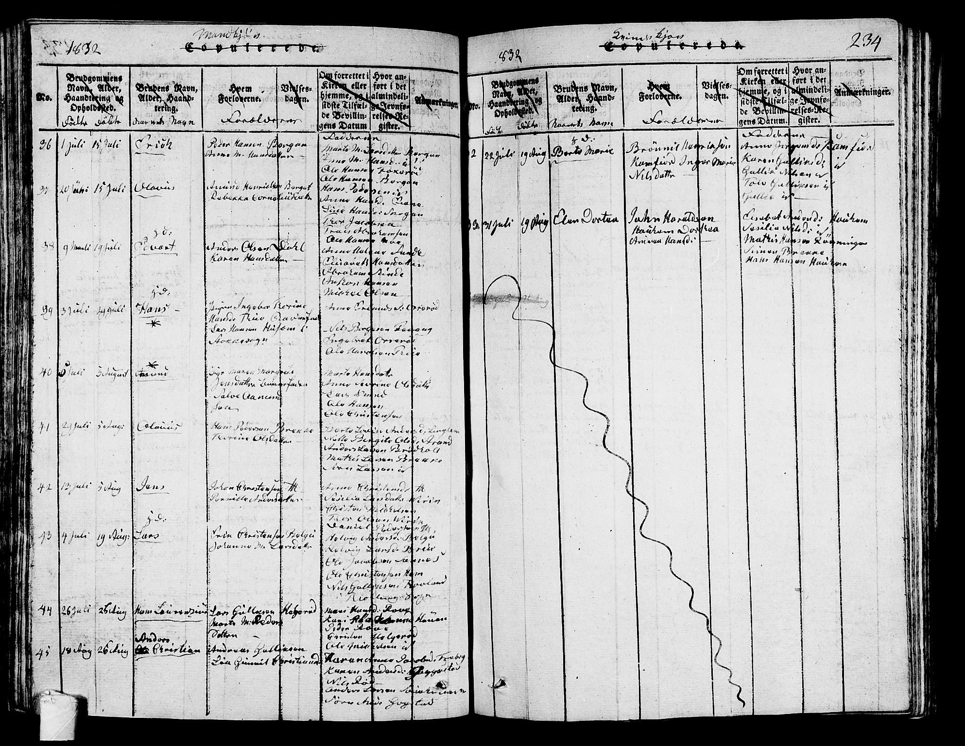 Sandar kirkebøker, AV/SAKO-A-243/G/Ga/L0001: Parish register (copy) no. 1, 1814-1835, p. 234