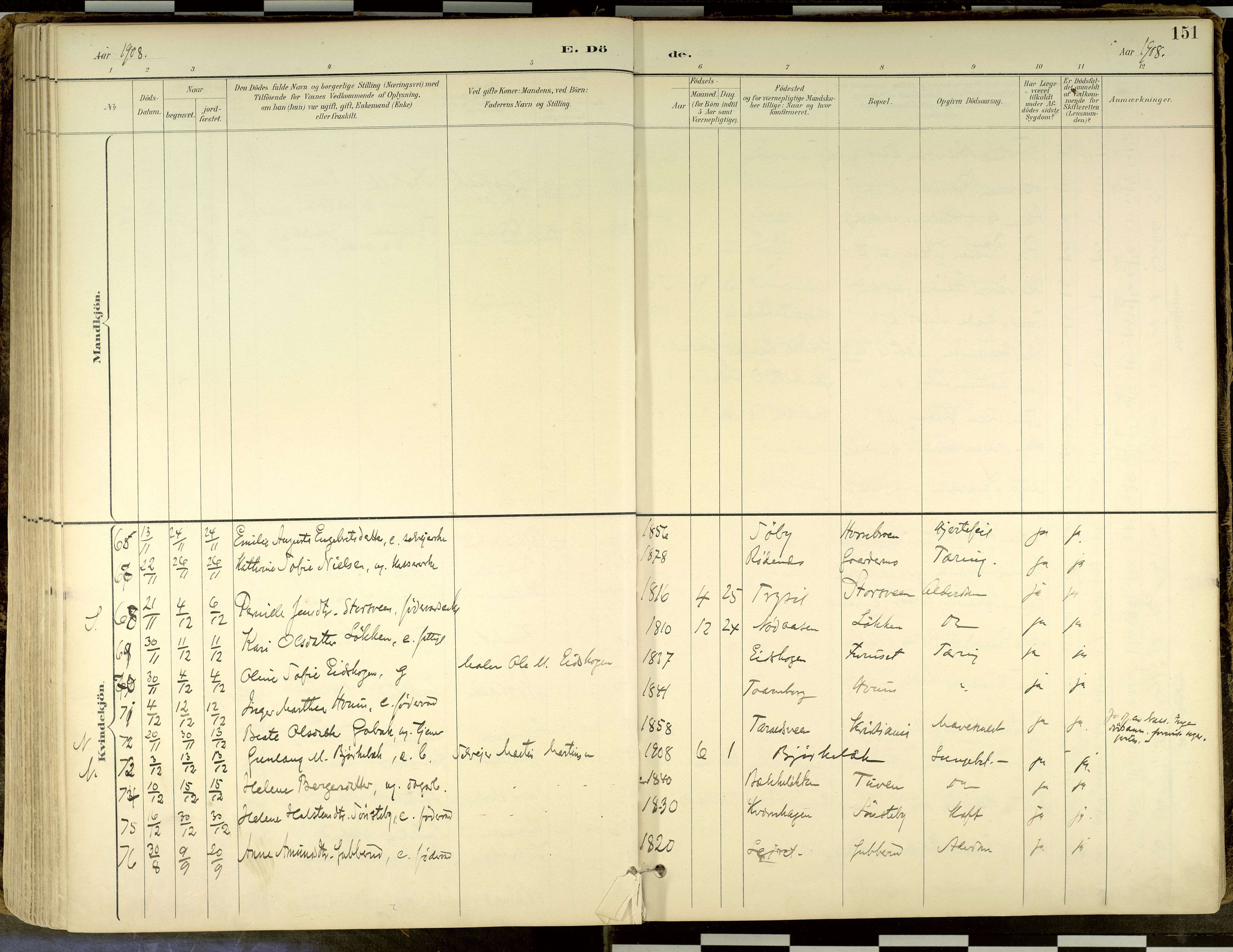 Elverum prestekontor, SAH/PREST-044/H/Ha/Haa/L0018: Parish register (official) no. 18, 1894-1914, p. 151