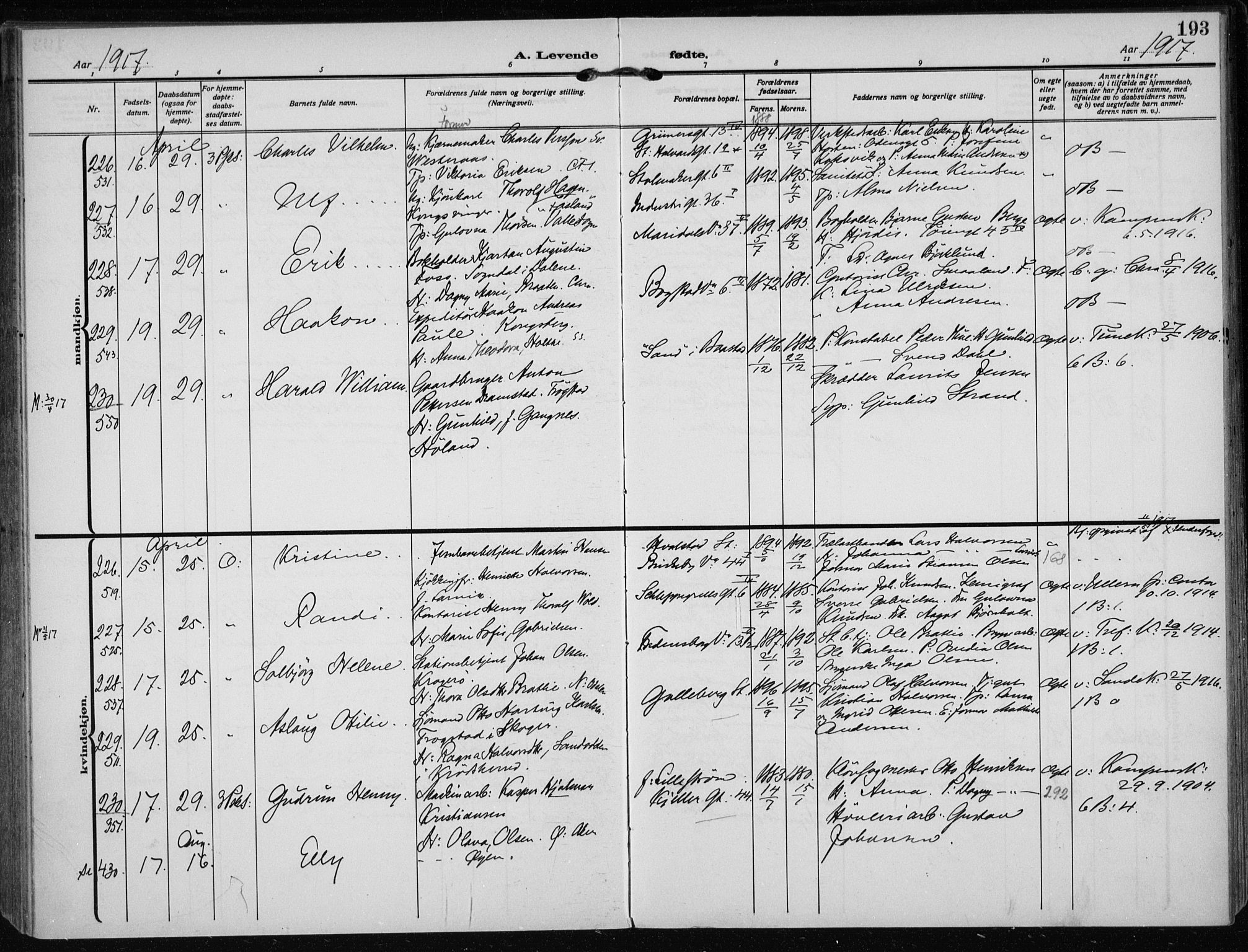 Rikshospitalet prestekontor Kirkebøker, SAO/A-10309b/F/L0016: Parish register (official) no. 16, 1916-1918, p. 193