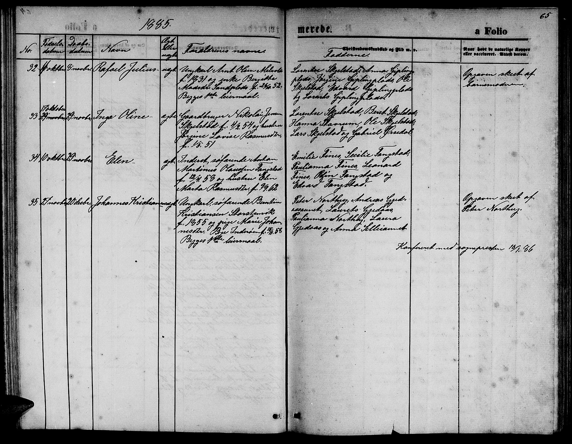 Ministerialprotokoller, klokkerbøker og fødselsregistre - Nord-Trøndelag, SAT/A-1458/744/L0422: Parish register (copy) no. 744C01, 1871-1885, p. 65