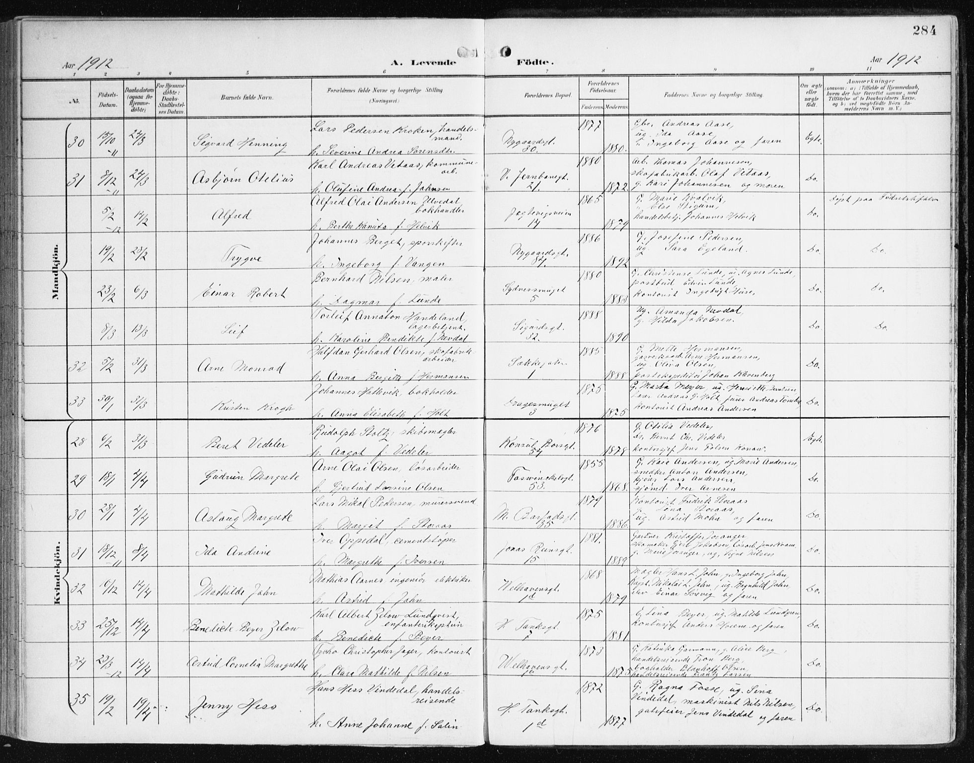 Johanneskirken sokneprestembete, AV/SAB-A-76001/H/Haa/L0002: Parish register (official) no. A 2, 1900-1912, p. 284
