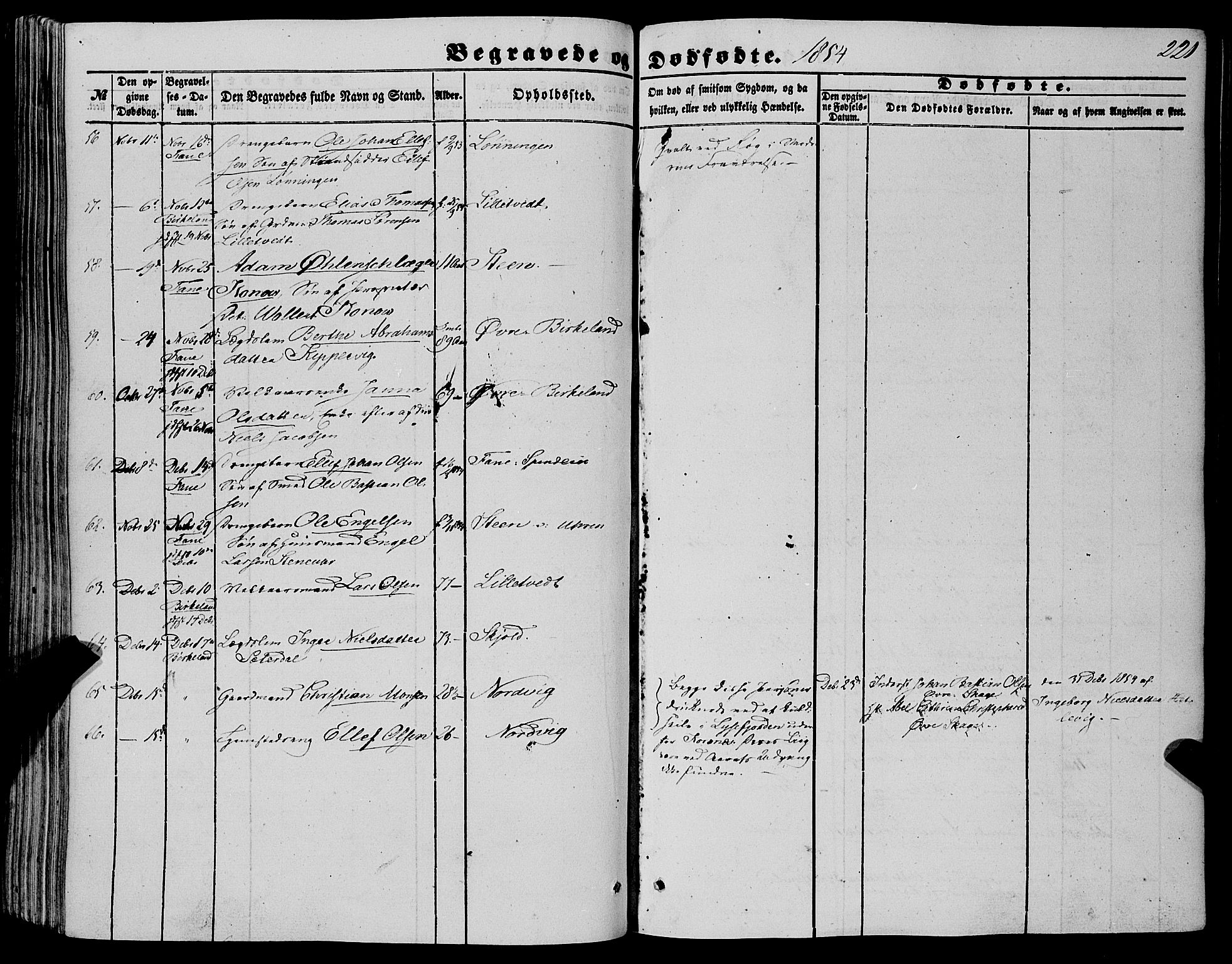 Fana Sokneprestembete, SAB/A-75101/H/Haa/Haaa/L0011: Parish register (official) no. A 11, 1851-1862, p. 221