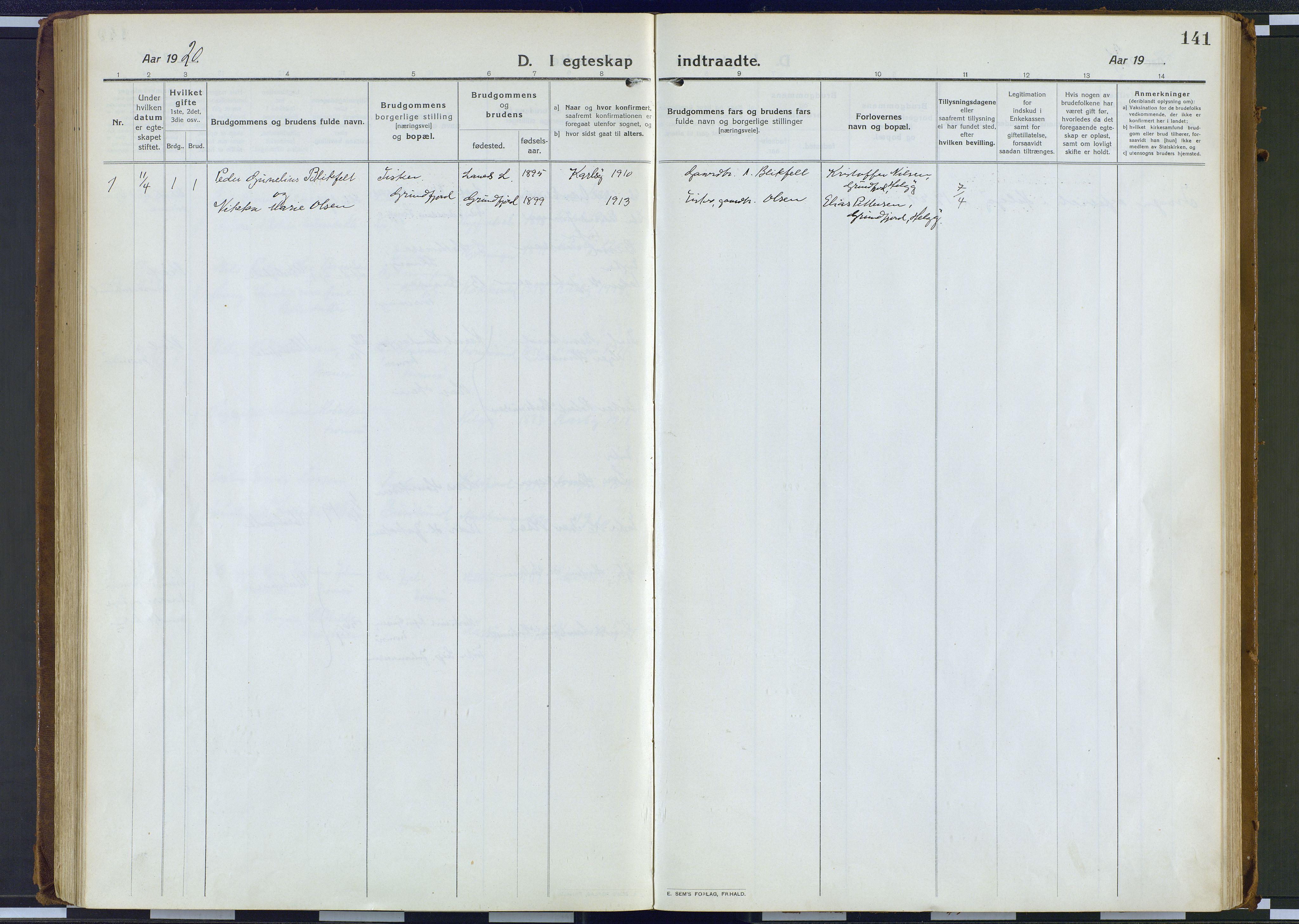 Karlsøy sokneprestembete, AV/SATØ-S-1299/H/Ha/Haa/L0016kirke: Parish register (official) no. 16, 1916-1934, p. 141