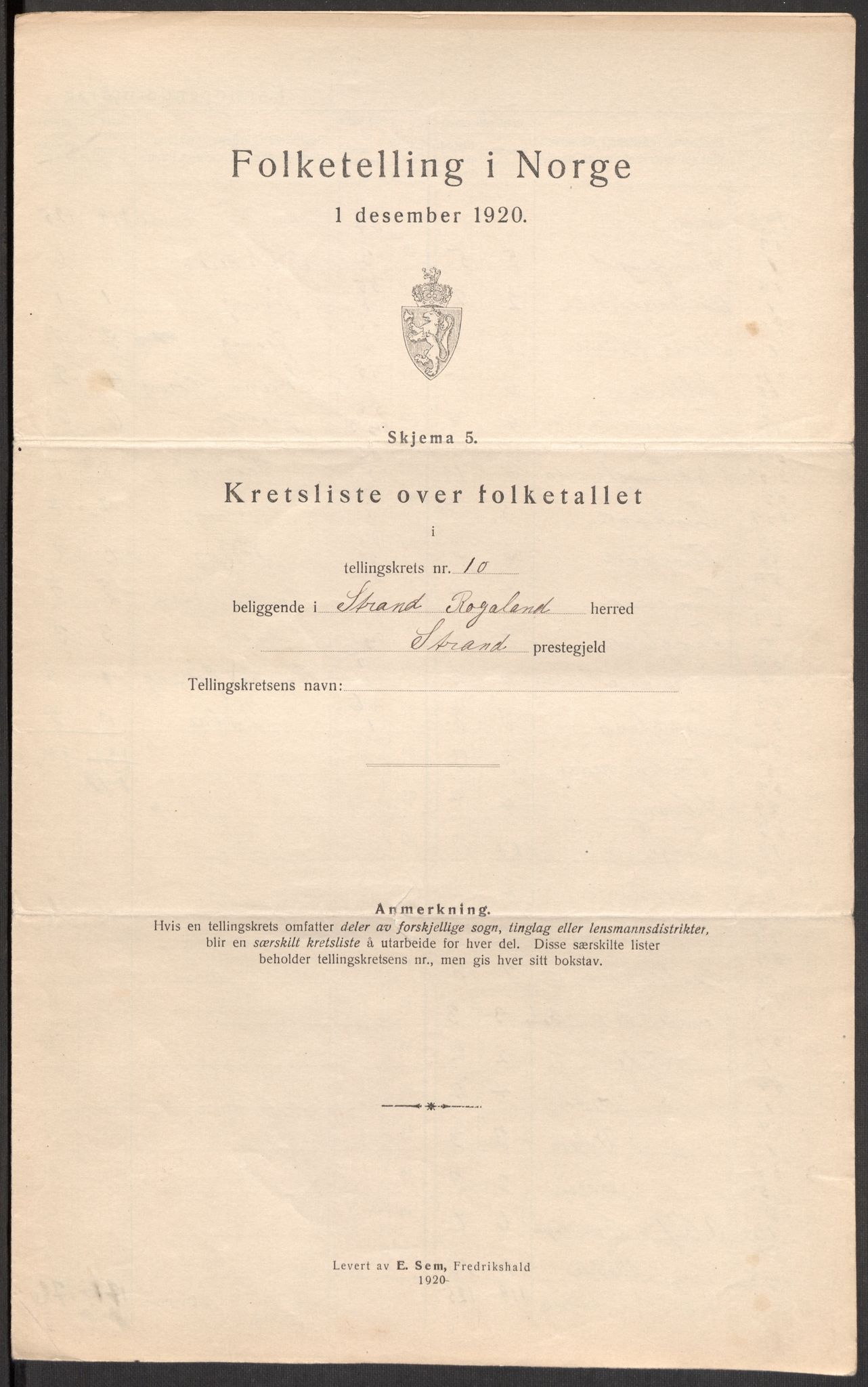 SAST, 1920 census for Strand, 1920, p. 36