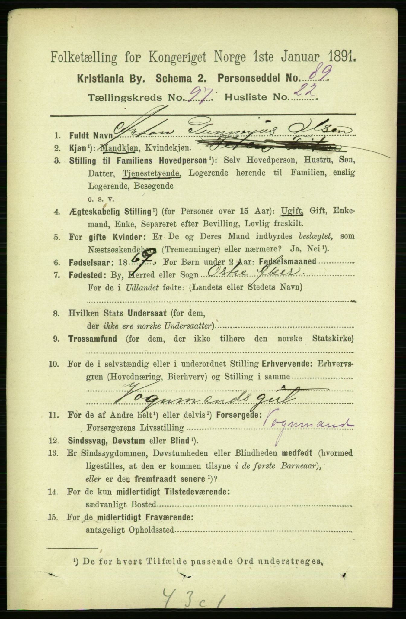 RA, 1891 census for 0301 Kristiania, 1891, p. 47637