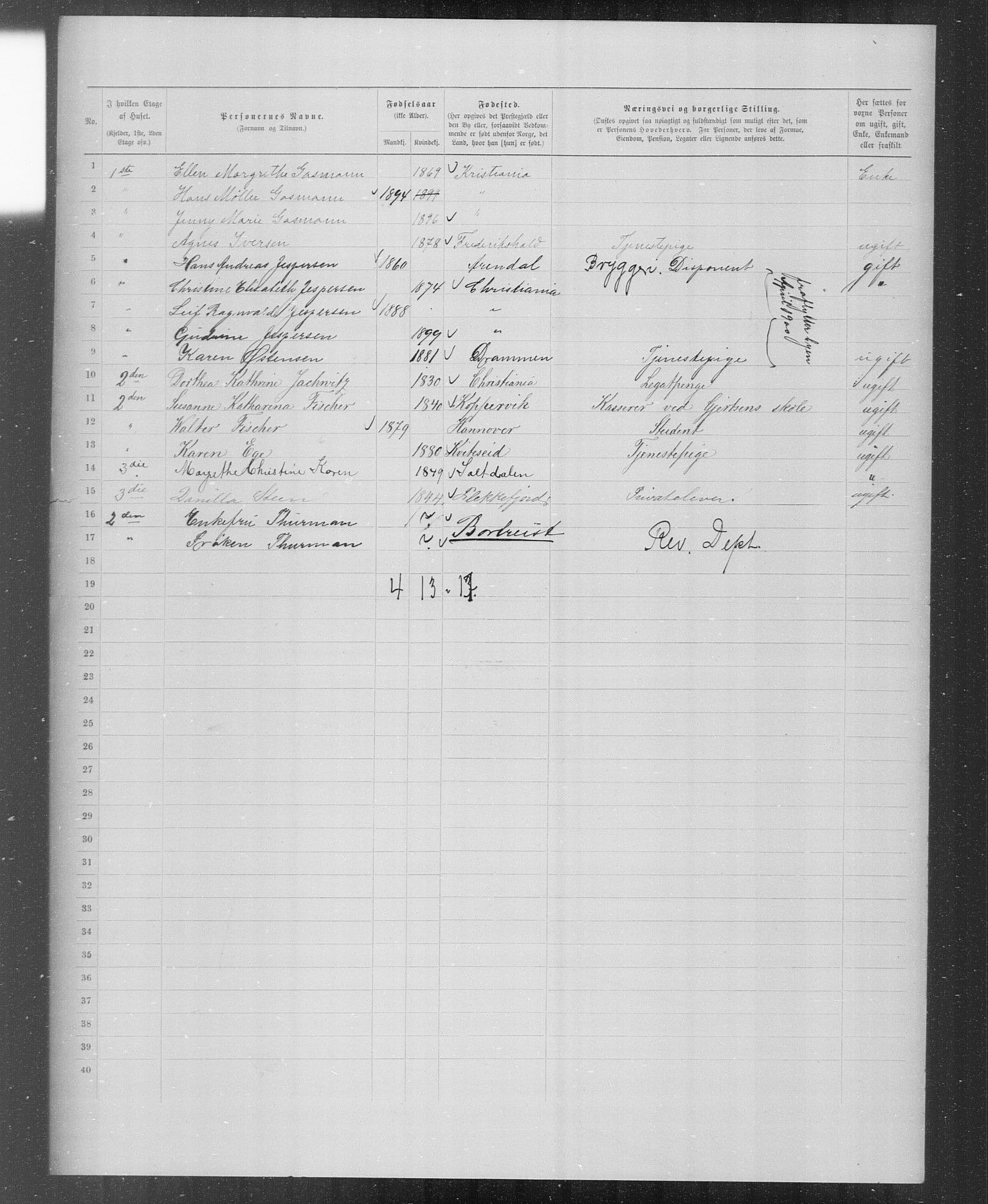 OBA, Municipal Census 1899 for Kristiania, 1899, p. 5344