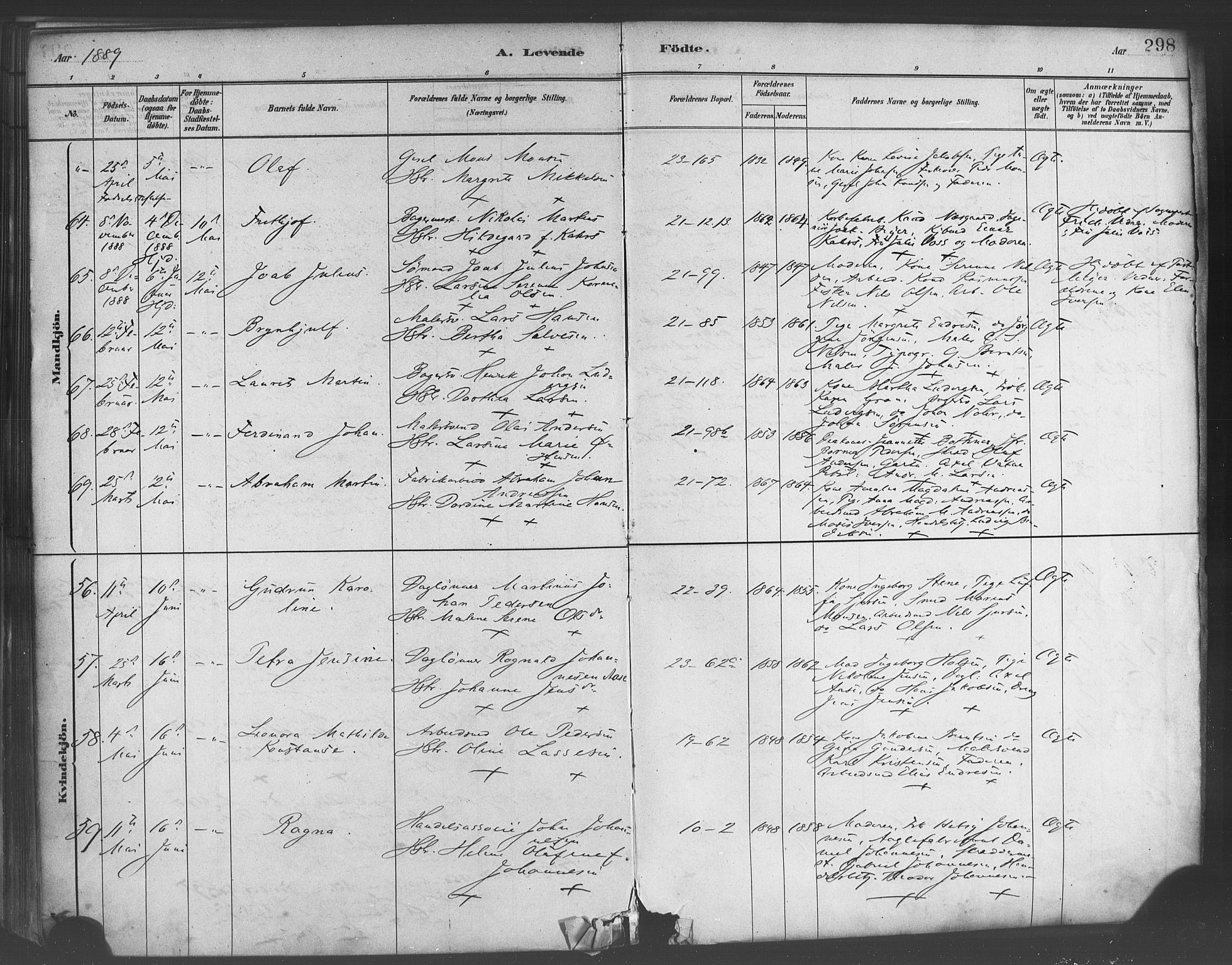 Korskirken sokneprestembete, AV/SAB-A-76101/H/Haa/L0021: Parish register (official) no. B 7, 1878-1889, p. 298