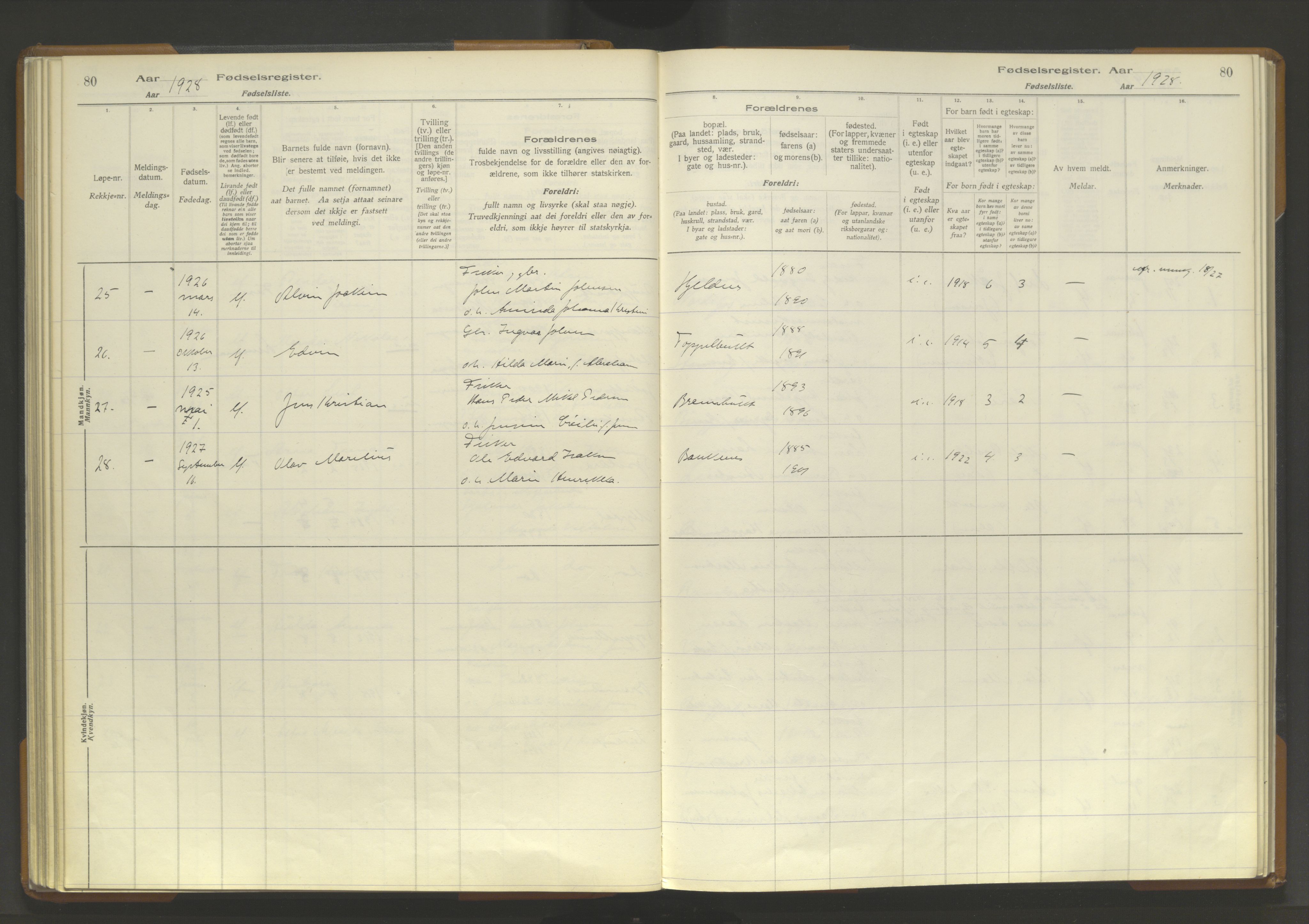Skjervøy sokneprestkontor, SATØ/S-1300/I/Ia/L0062: Birth register no. 62, 1916-1950, p. 80