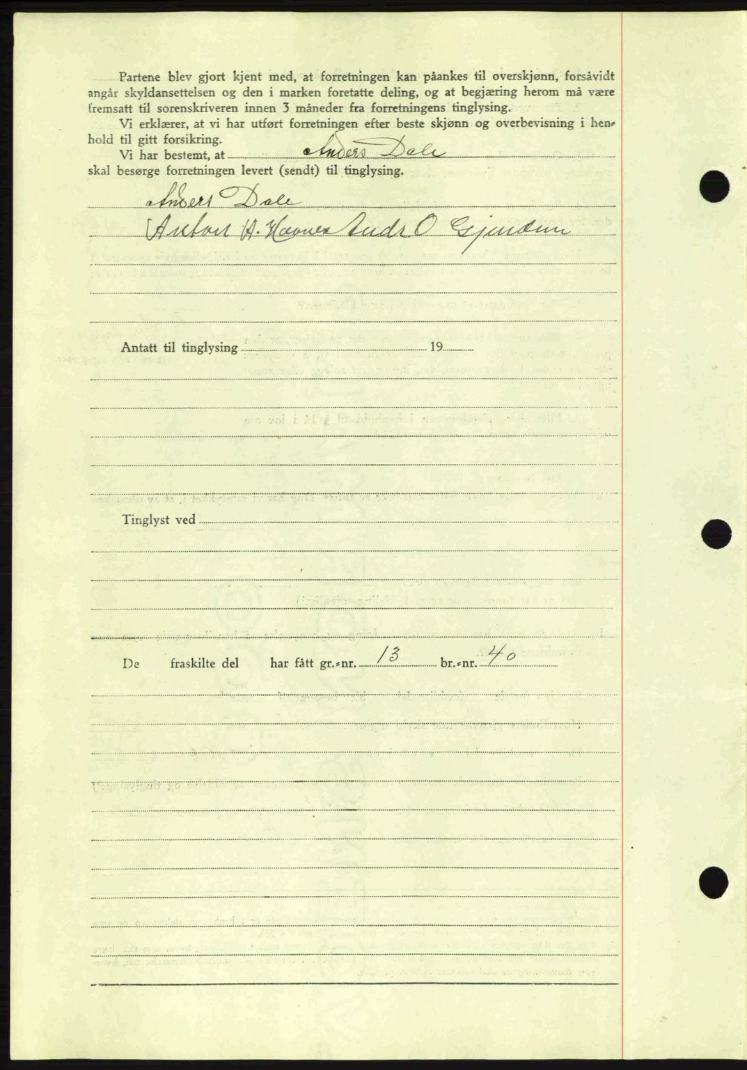 Romsdal sorenskriveri, AV/SAT-A-4149/1/2/2C: Mortgage book no. A7, 1939-1939, Diary no: : 1937/1939