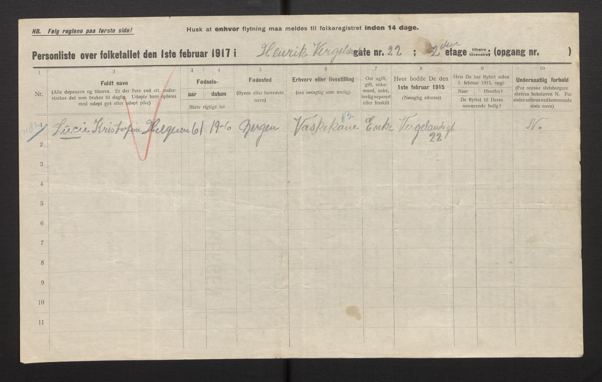 SAB, Municipal Census 1917 for Bergen, 1917, p. 14266