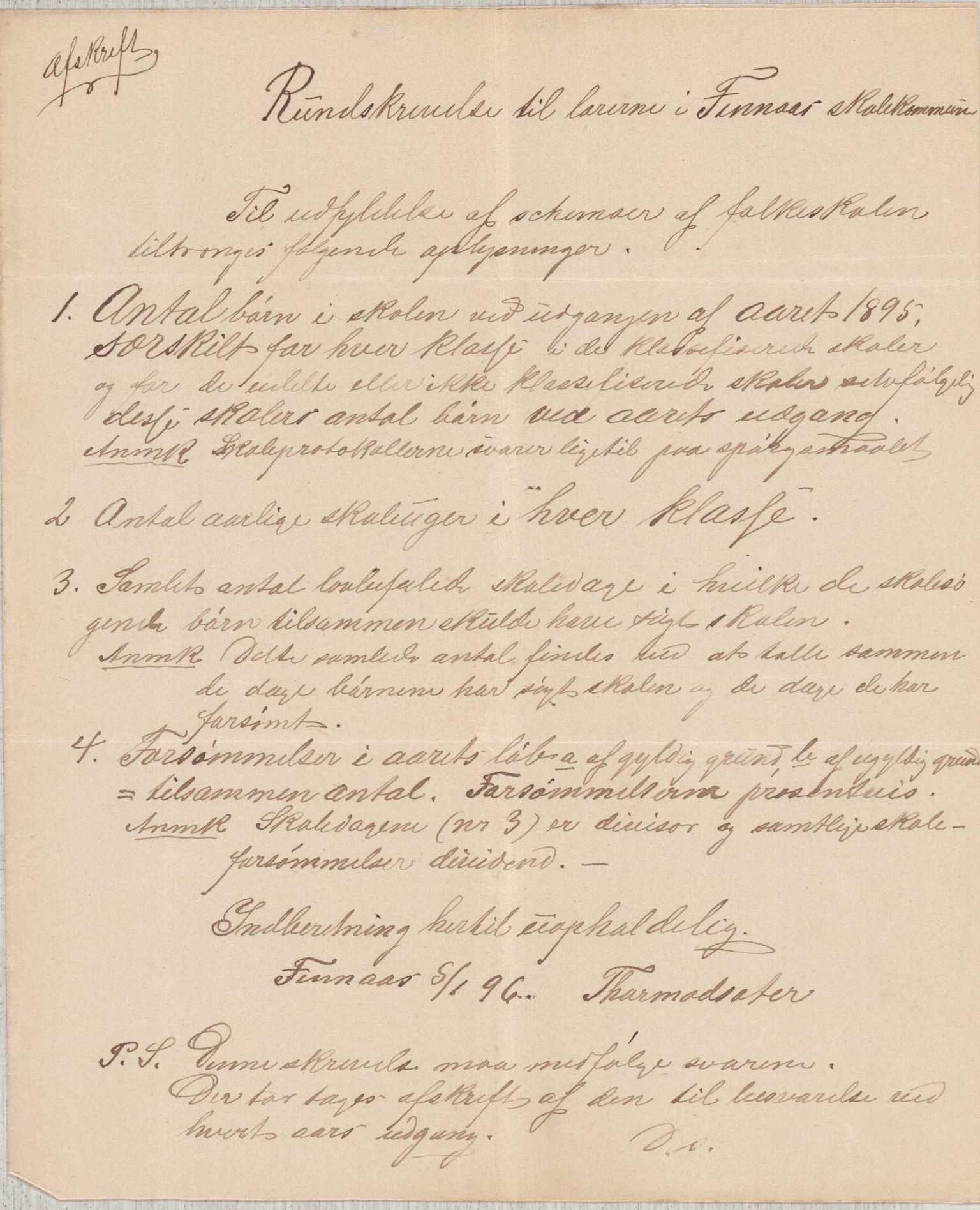 Finnaas kommune. Skulestyret, IKAH/1218a-211/D/Da/L0001/0004: Kronologisk ordna korrespondanse / Kronologisk ordna korrespondanse , 1894-1896, p. 182