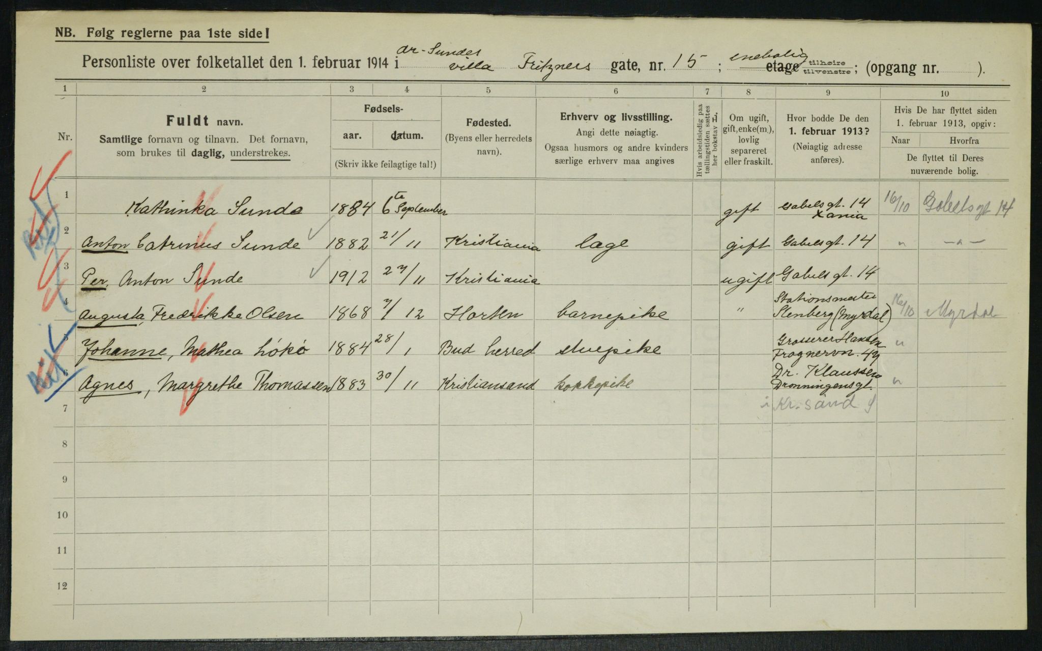 OBA, Municipal Census 1914 for Kristiania, 1914, p. 27272