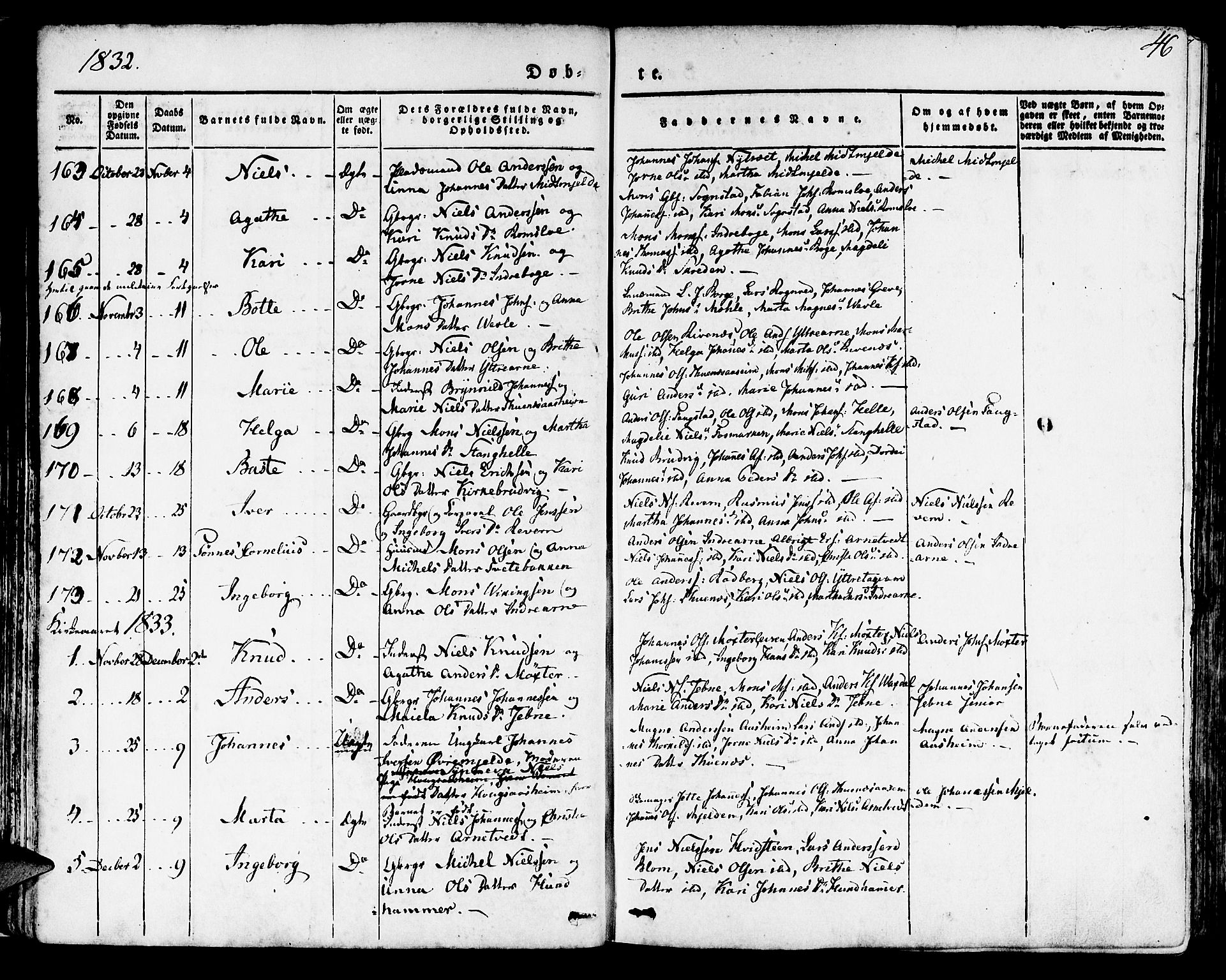 Haus sokneprestembete, SAB/A-75601/H/Haa: Parish register (official) no. A 14, 1827-1838, p. 46