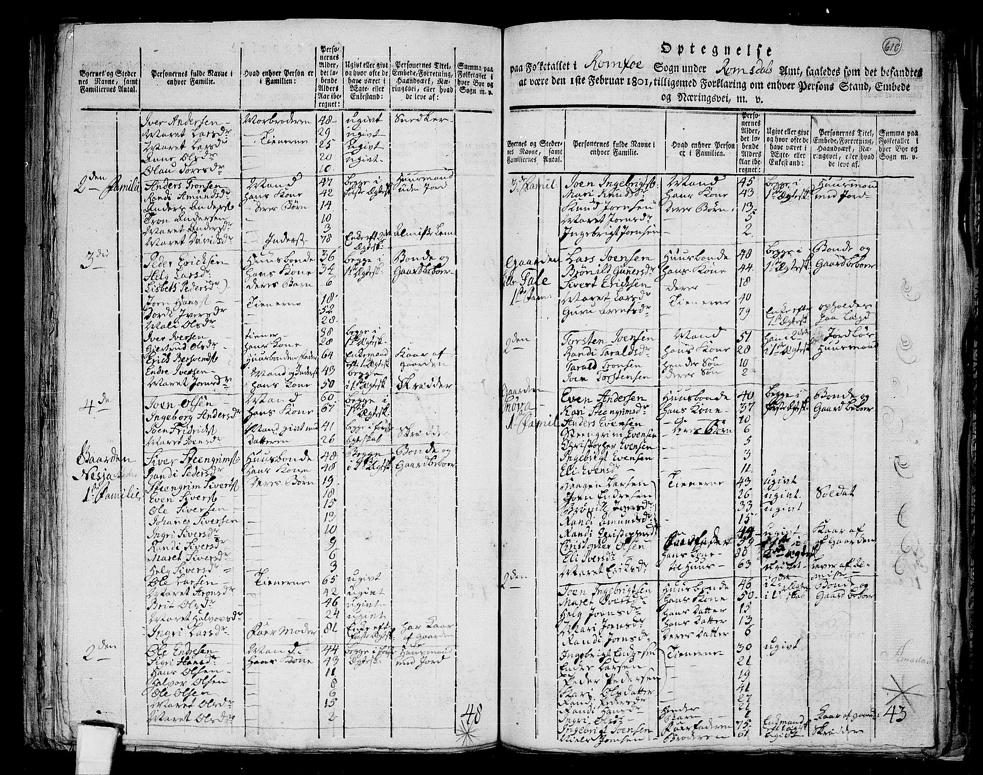 RA, 1801 census for 1563P Sunndal, 1801, p. 609b-610a