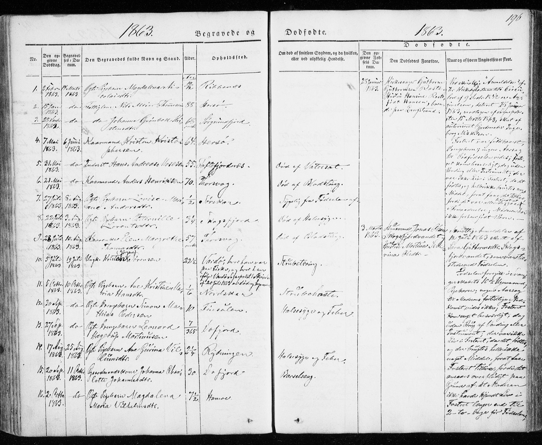 Karlsøy sokneprestembete, SATØ/S-1299/H/Ha/Haa/L0009kirke: Parish register (official) no. 9, 1838-1867, p. 196