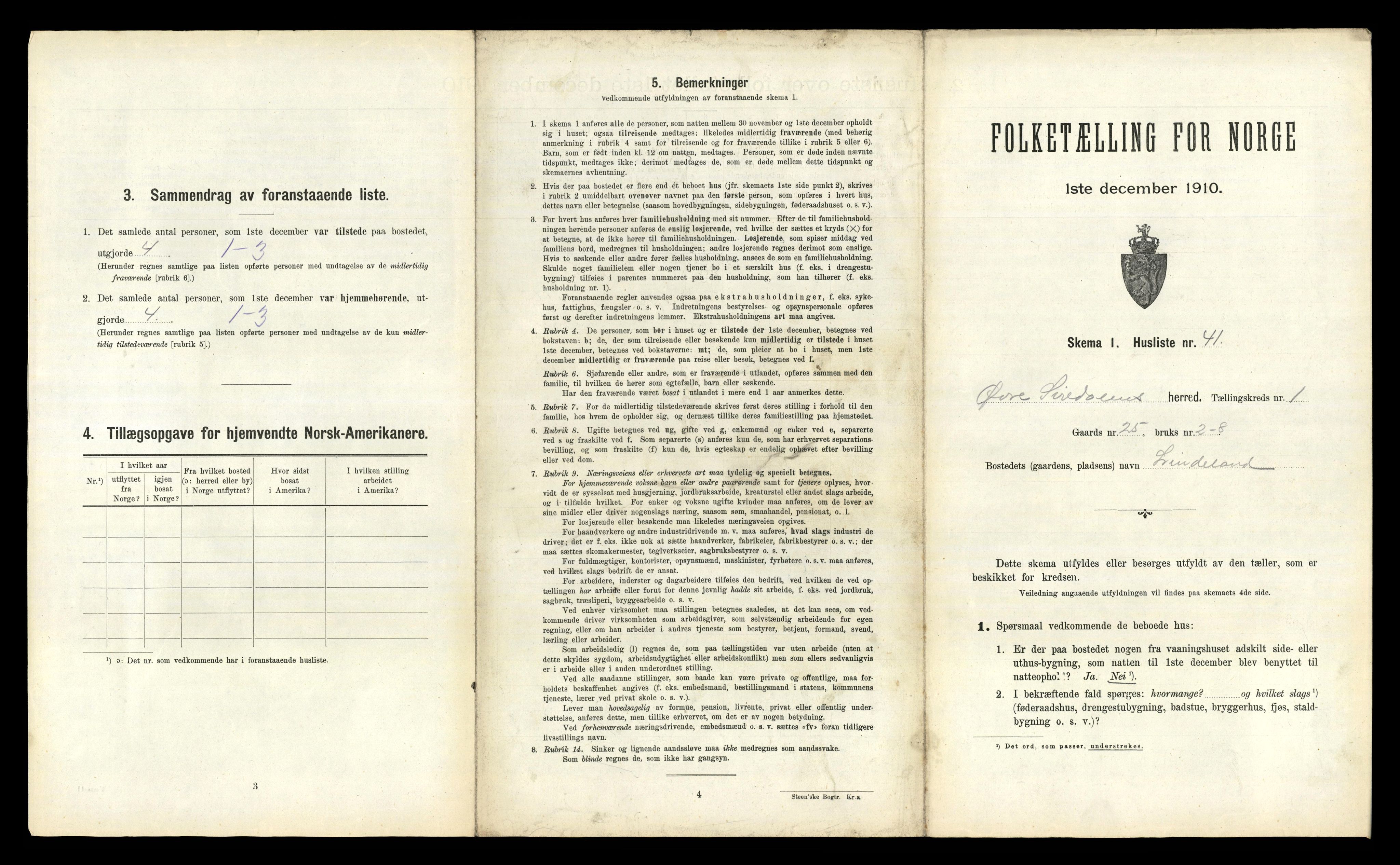 RA, 1910 census for Øvre Sirdal, 1910, p. 100