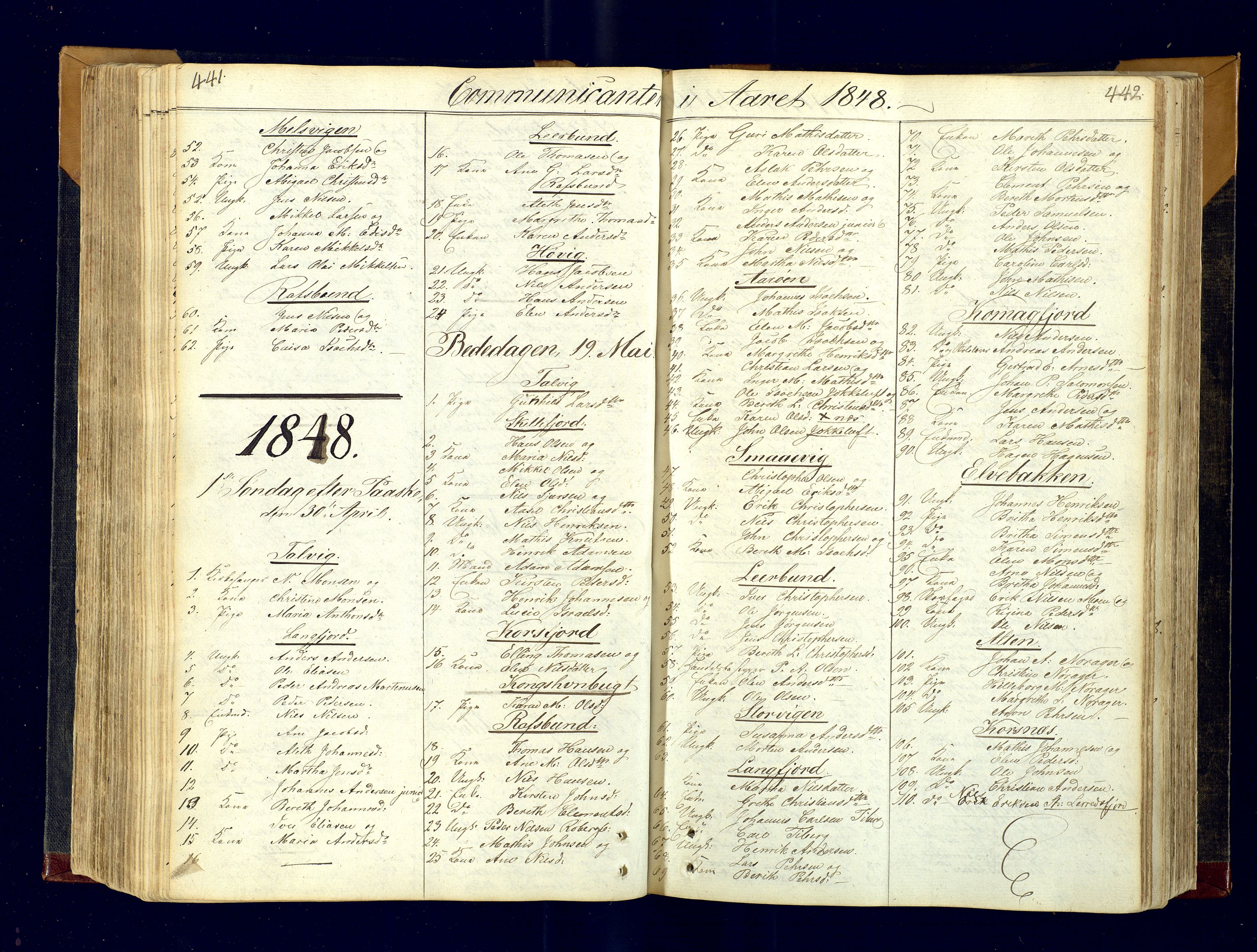 Talvik sokneprestkontor, SATØ/S-1337/H/Ha/L0007kirke: Parish register (official) no. 7, 1813-1821, p. 441-442