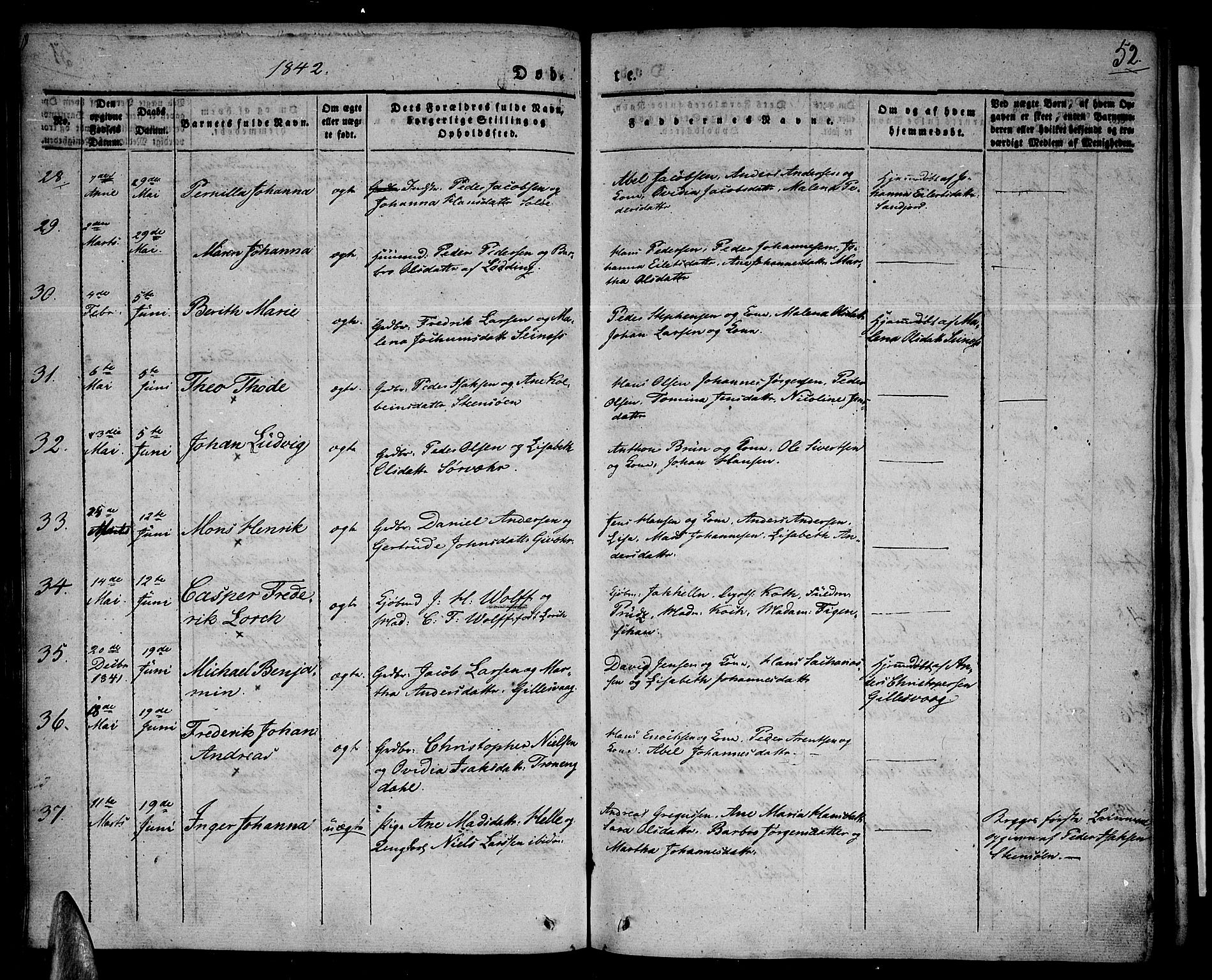 Ministerialprotokoller, klokkerbøker og fødselsregistre - Nordland, SAT/A-1459/801/L0006: Parish register (official) no. 801A06, 1834-1845, p. 52
