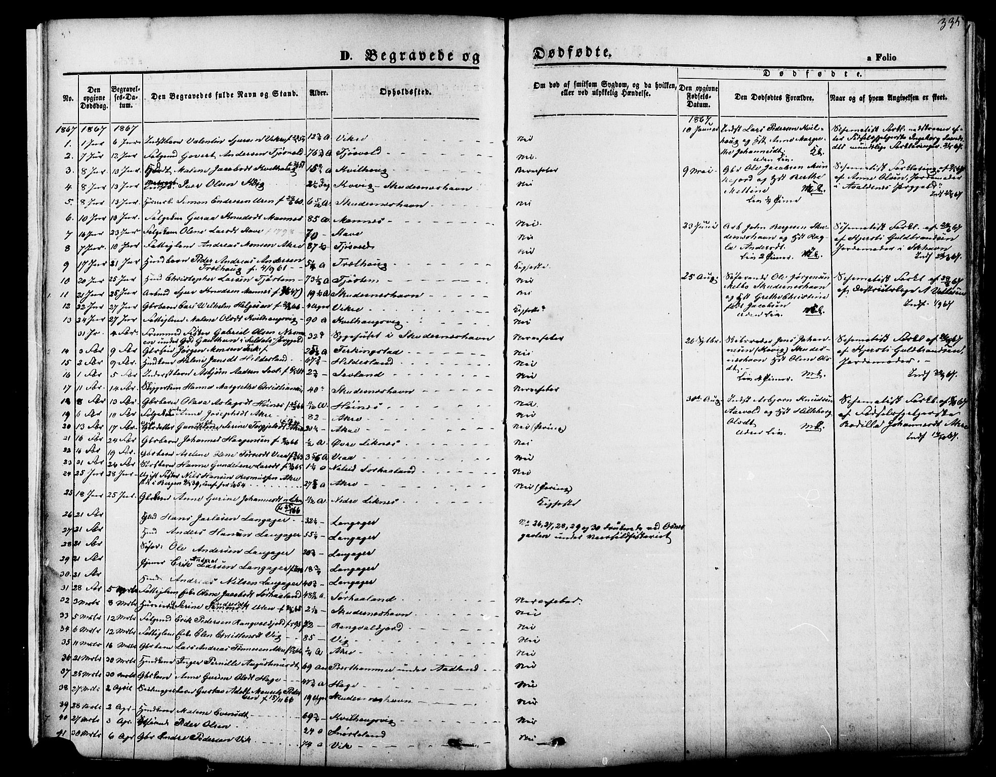 Skudenes sokneprestkontor, SAST/A -101849/H/Ha/Haa/L0006: Parish register (official) no. A 4, 1864-1881, p. 335