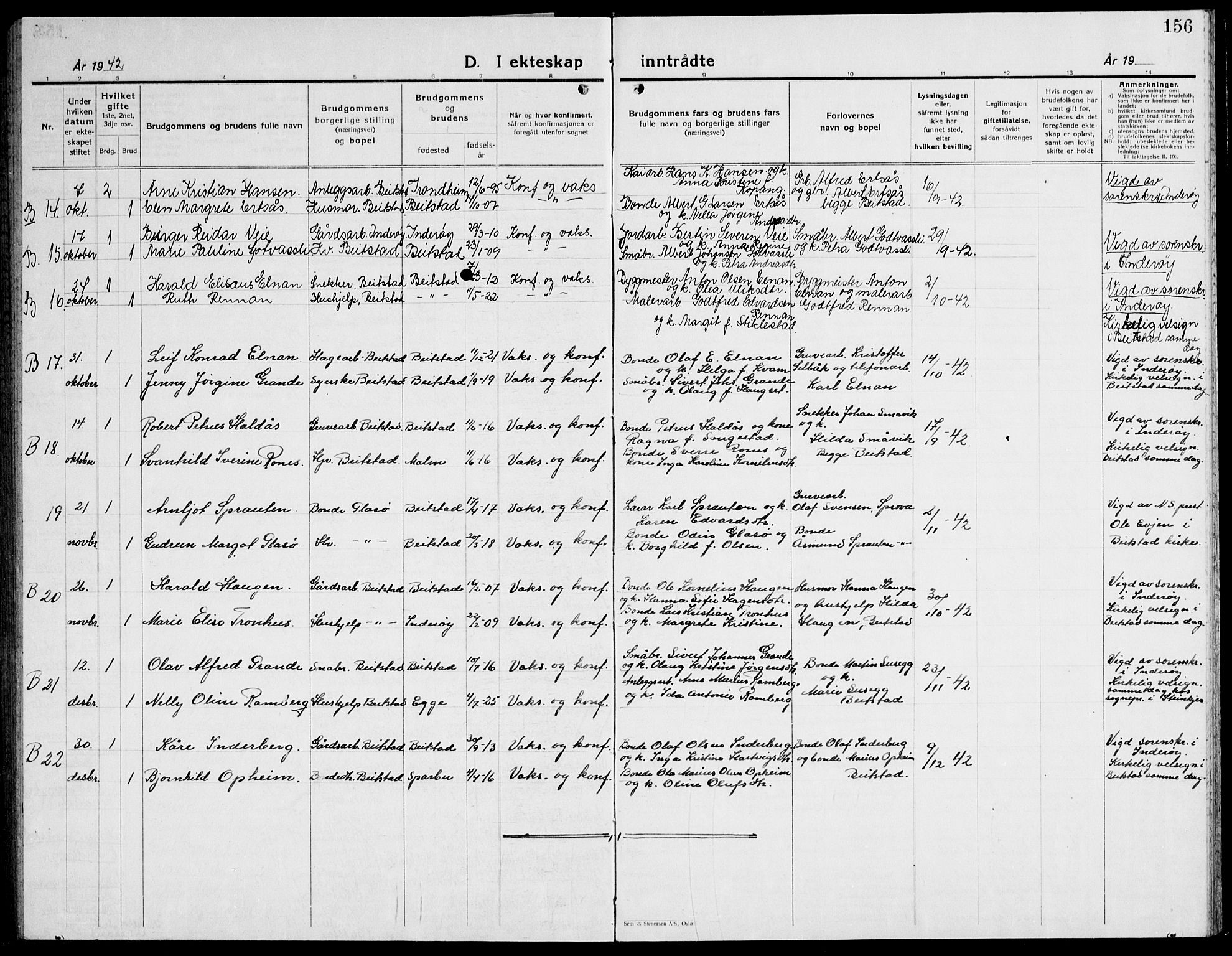 Ministerialprotokoller, klokkerbøker og fødselsregistre - Nord-Trøndelag, SAT/A-1458/741/L0403: Parish register (copy) no. 741C04, 1925-1944, p. 156