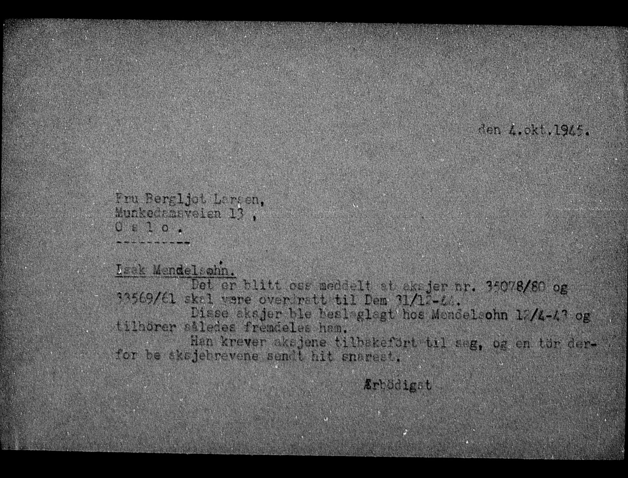 Justisdepartementet, Tilbakeføringskontoret for inndratte formuer, AV/RA-S-1564/H/Hc/Hca/L0909: --, 1945-1947, p. 151