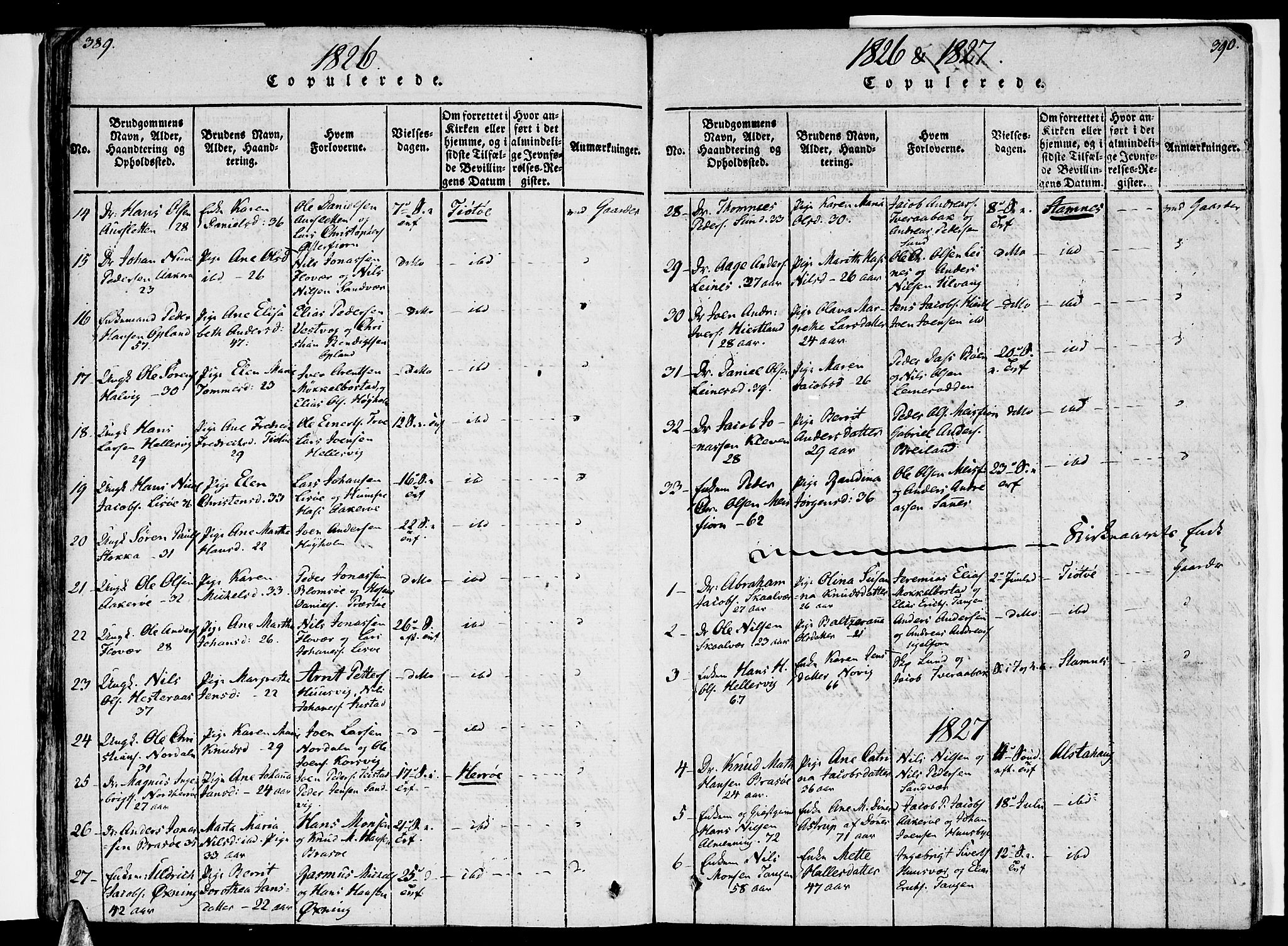 Ministerialprotokoller, klokkerbøker og fødselsregistre - Nordland, SAT/A-1459/830/L0445: Parish register (official) no. 830A09, 1820-1830, p. 389-390