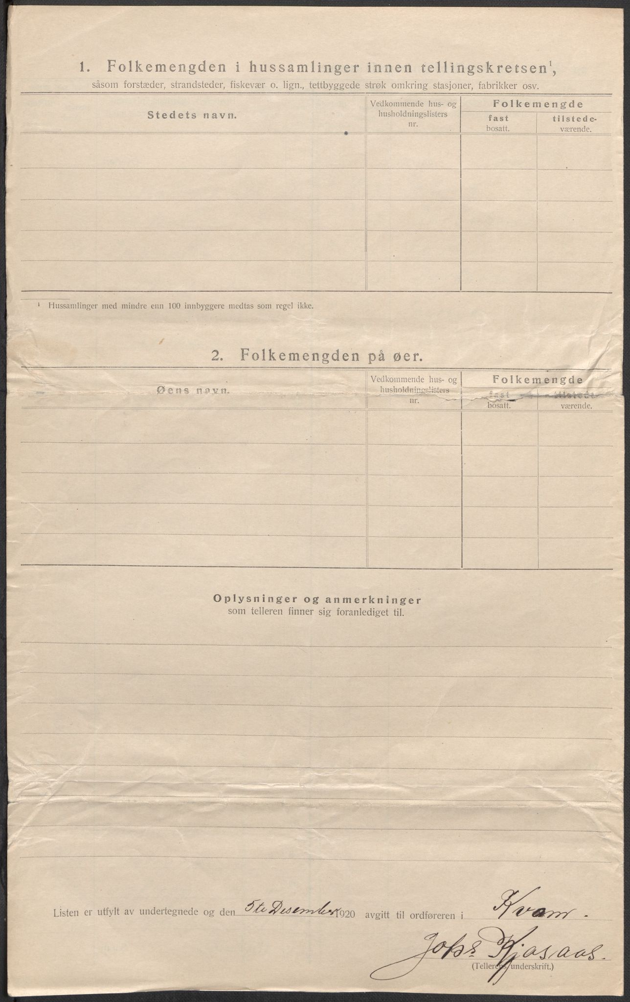 SAB, 1920 census for Kvam, 1920, p. 24