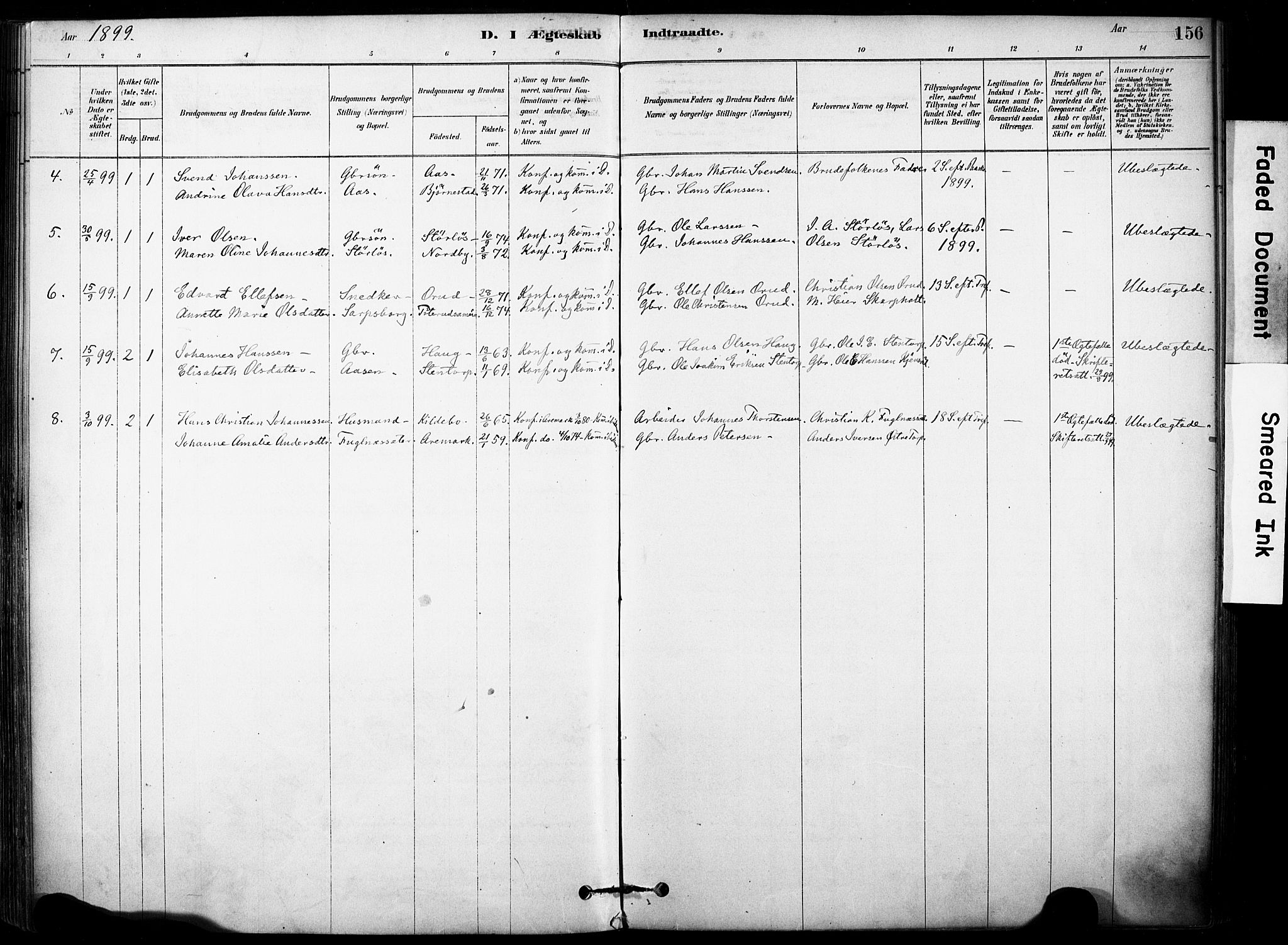 Rakkestad prestekontor Kirkebøker, AV/SAO-A-2008/F/Fb/L0001: Parish register (official) no. II 1, 1878-1899, p. 156