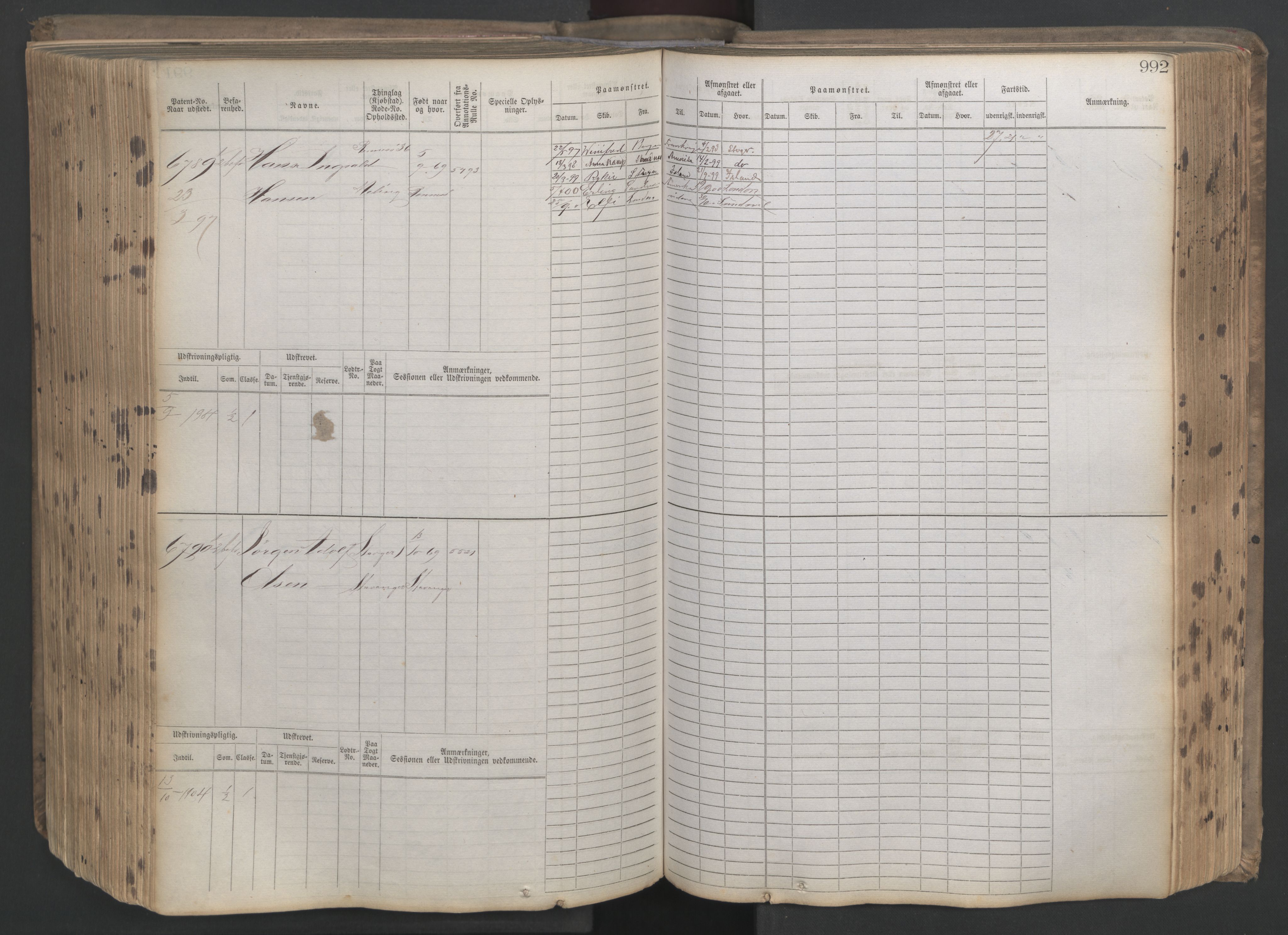 Stavanger sjømannskontor, AV/SAST-A-102006/F/Fb/Fbb/L0021: Sjøfartshovedrulle patnentnr. 6005-7204 (dublett), 1887, p. 397