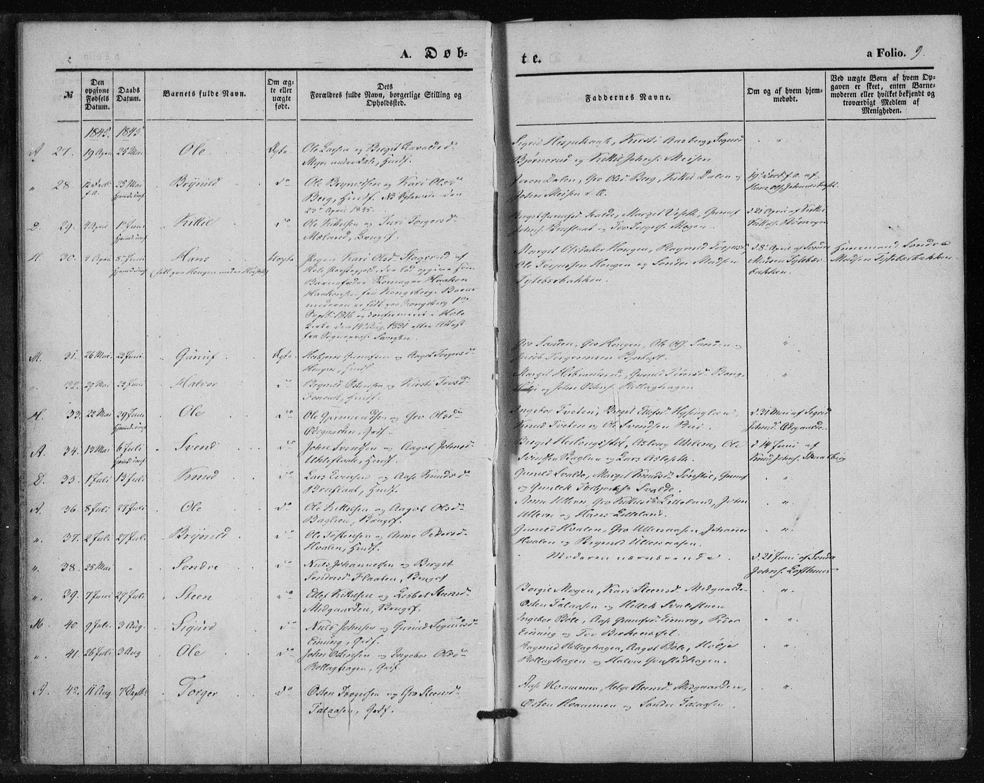 Tinn kirkebøker, SAKO/A-308/F/Fa/L0005: Parish register (official) no. I 5, 1844-1856, p. 9