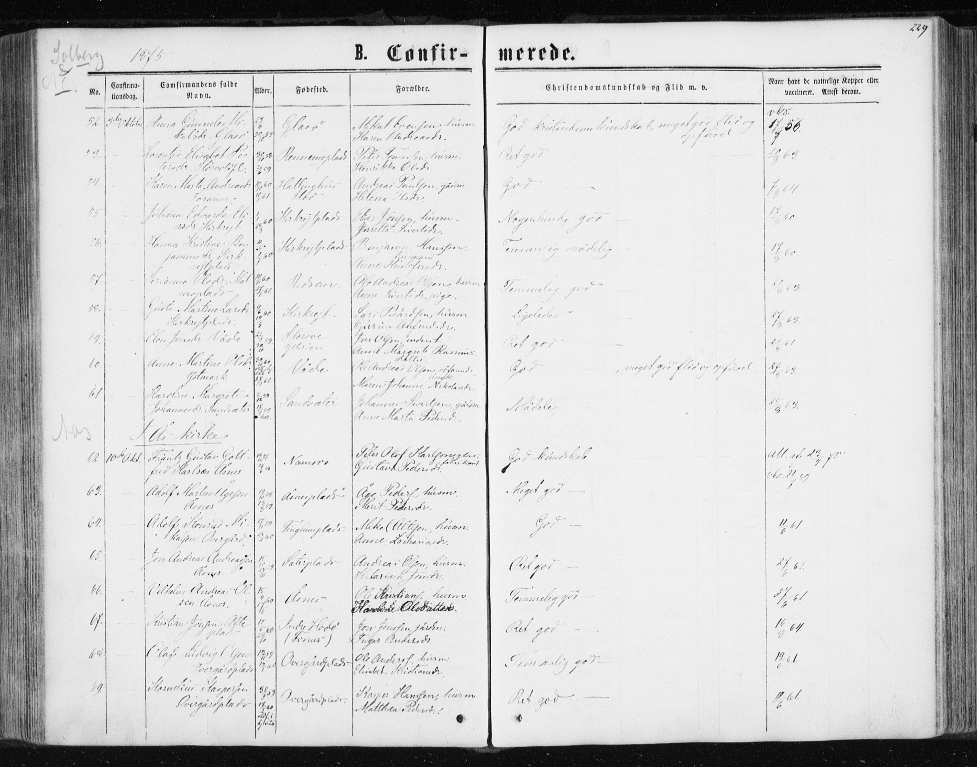 Ministerialprotokoller, klokkerbøker og fødselsregistre - Nord-Trøndelag, SAT/A-1458/741/L0394: Parish register (official) no. 741A08, 1864-1877, p. 229
