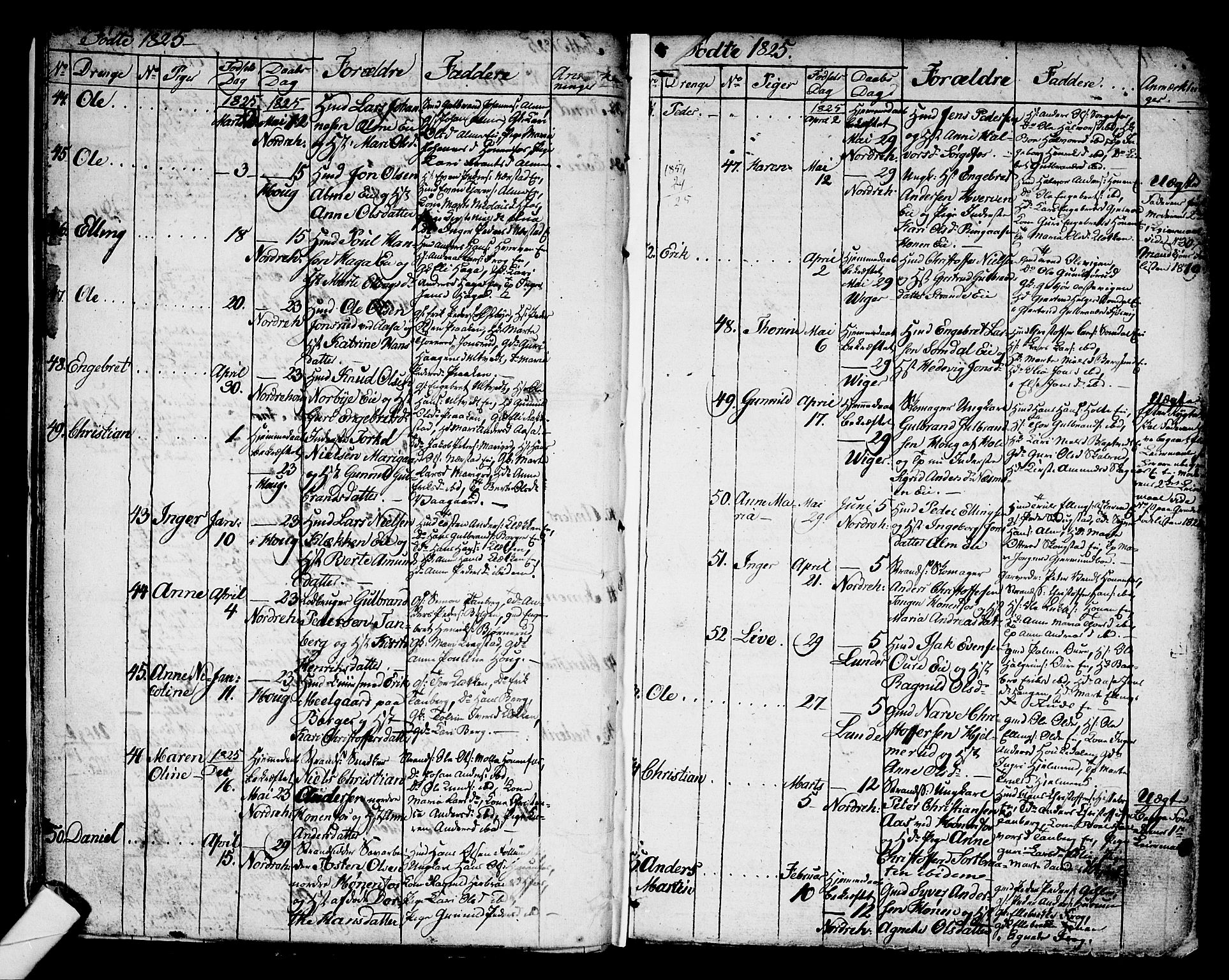 Norderhov kirkebøker, AV/SAKO-A-237/G/Ga/L0004: Parish register (copy) no. I 4, 1824-1849, p. 20-21