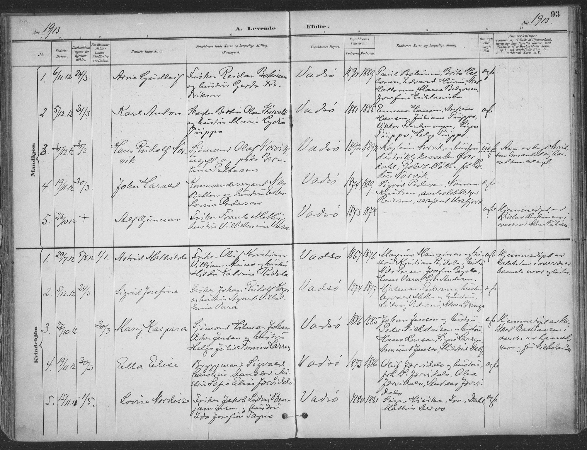 Vadsø sokneprestkontor, SATØ/S-1325/H/Ha/L0007kirke: Parish register (official) no. 7, 1896-1916, p. 93